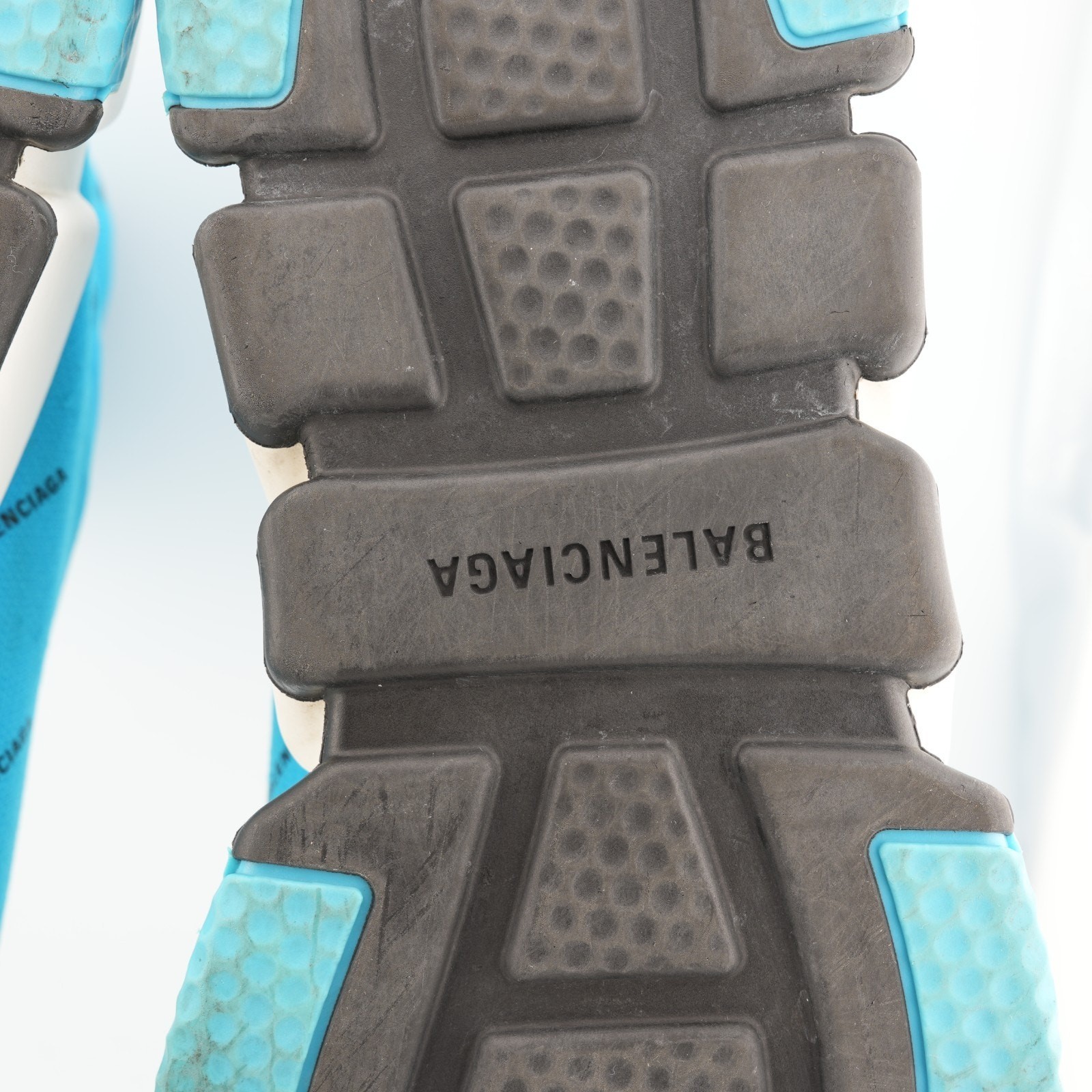 Balenciaga All Over Logo Speed Sneaker Sock Shoe Turquoise Blue US 11 Men’s