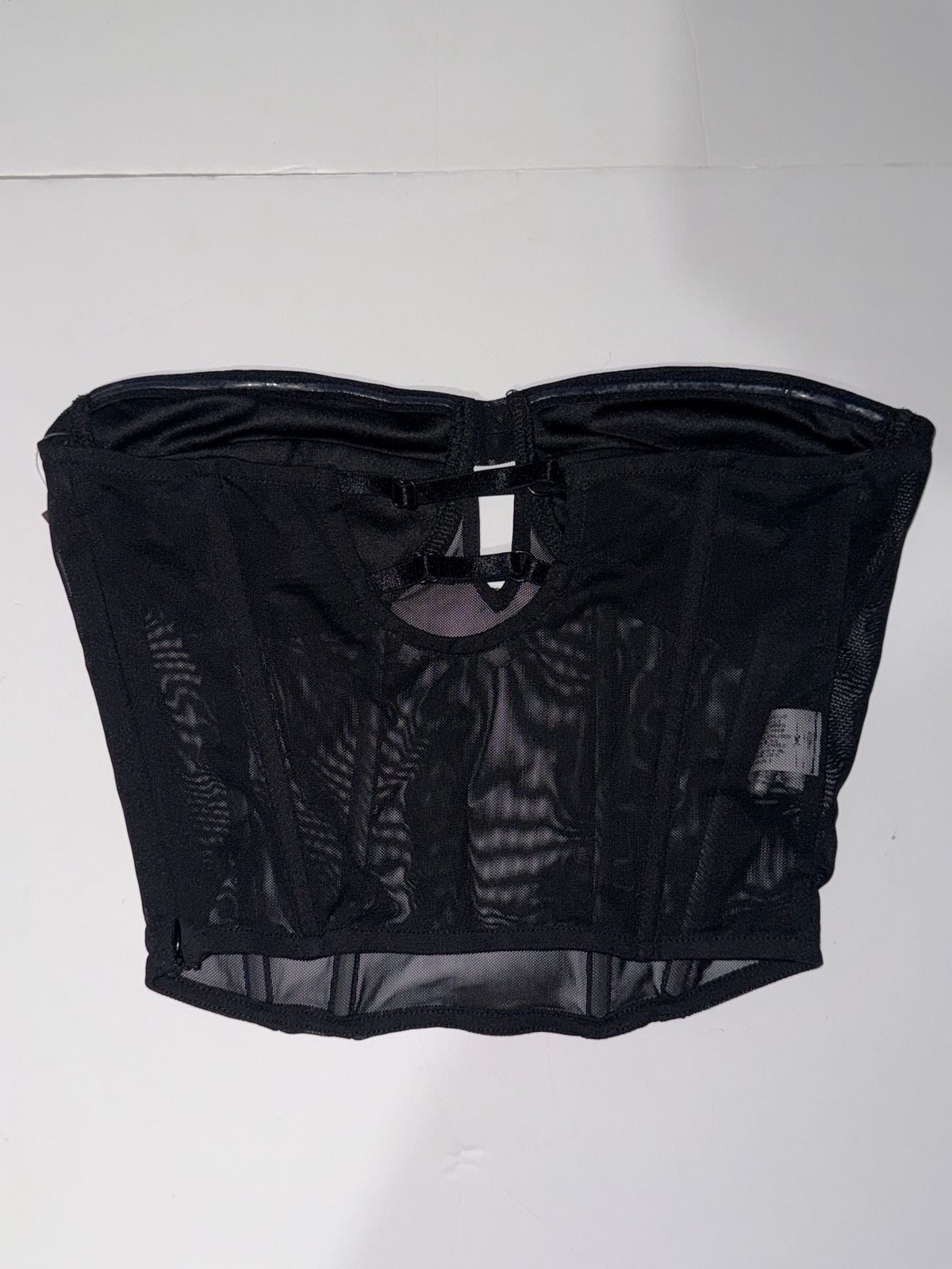 Black Mesh Strapless Corset Top