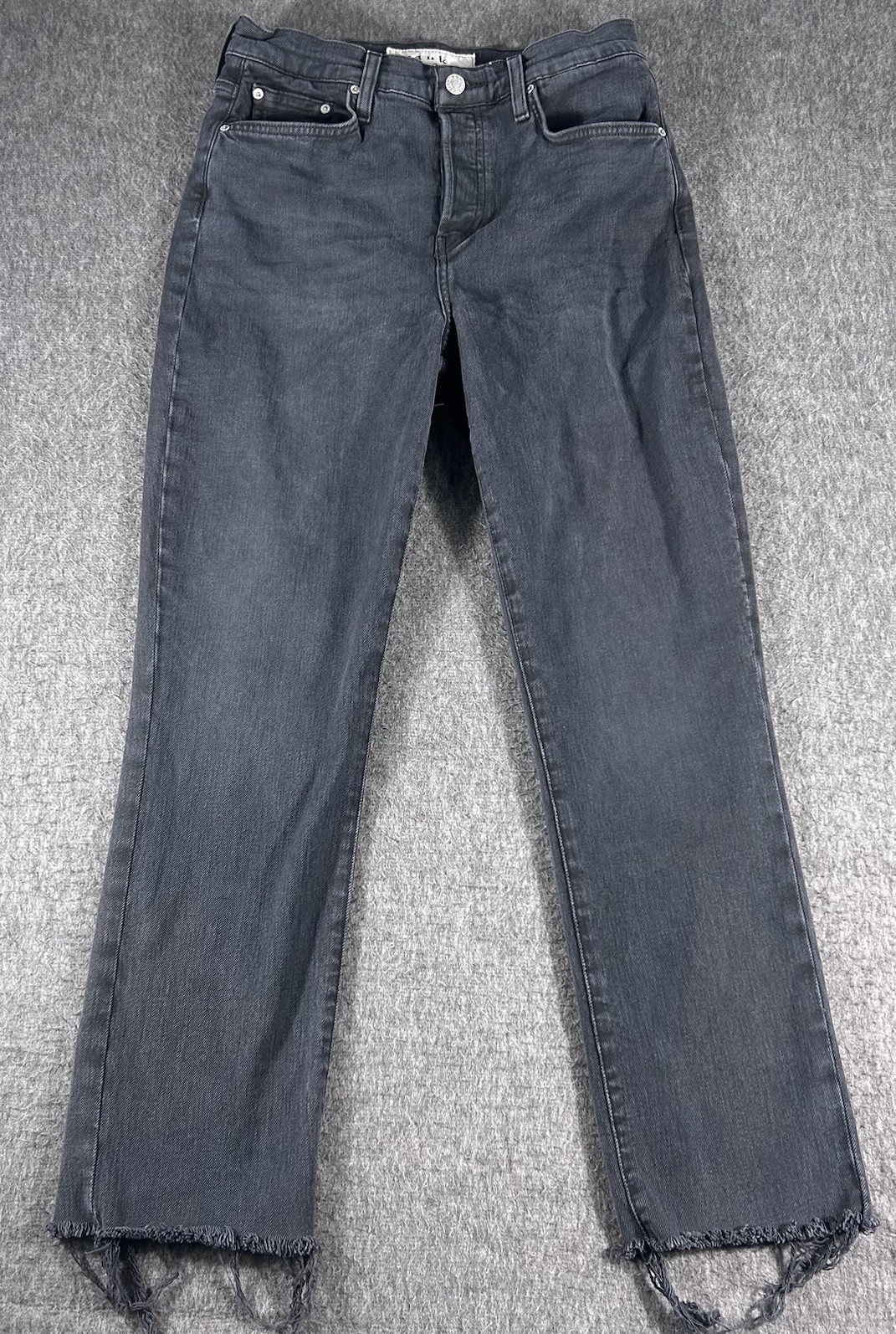 Frank & Eileen Washed Black Cork Everyday Denim Straight Leg Jeans Sz 28 Raw Hem