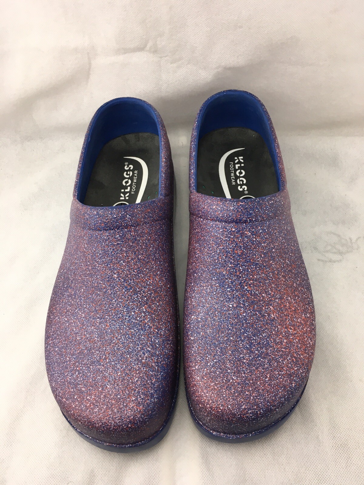Klogs Womens Size 13 M Paint Splash Clogs Comfort Red Blue White Slip Resistant