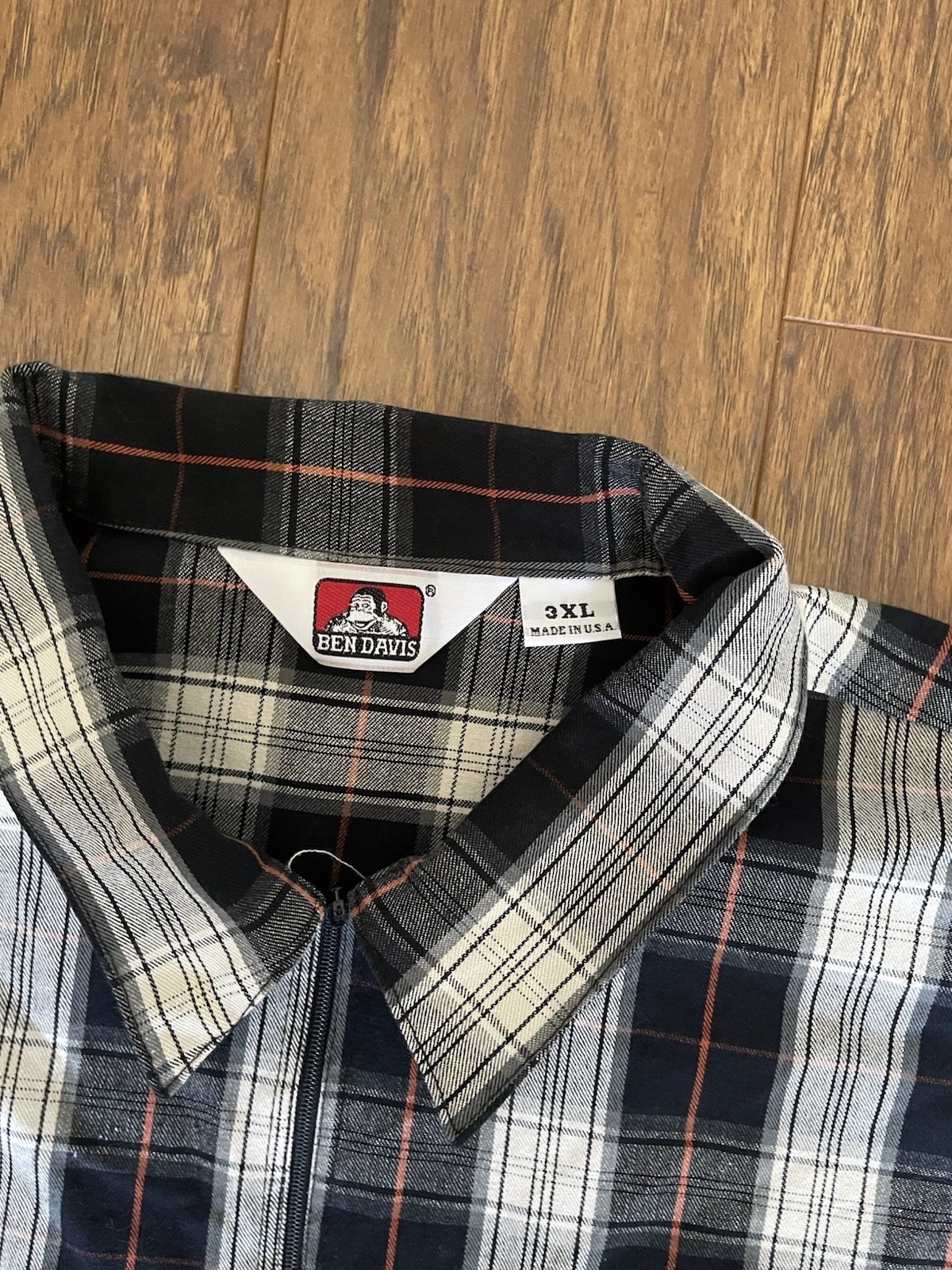 Ben Davis Shirt Mens 3XL 3XLarge Plaid 1/4 Zip Mechanic Work Chicano USA Made