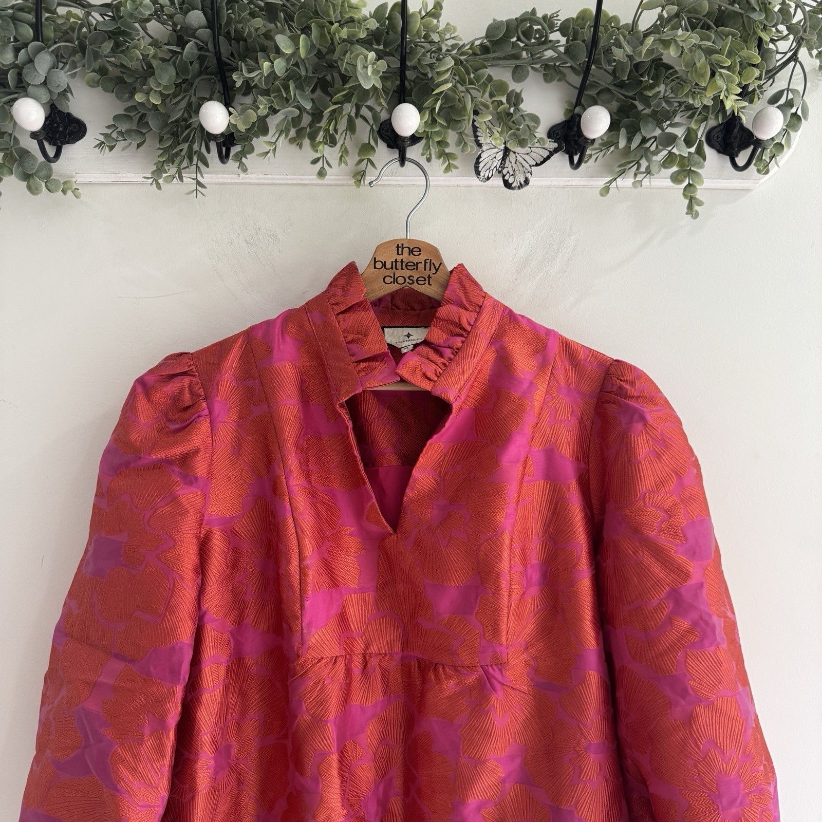 Tuckernuck Red Fil Coupe Palmerston Dress XL balloon sleeve CP