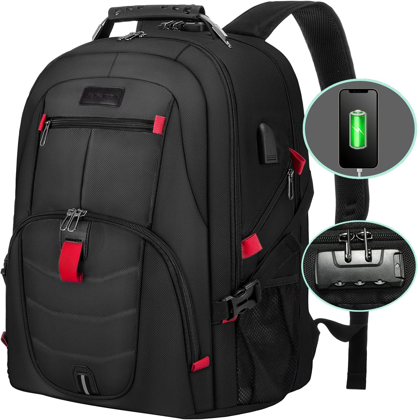 Travel Laptop Backpack Waterproof anti Theft with Lock and USB Charging Port Lar
