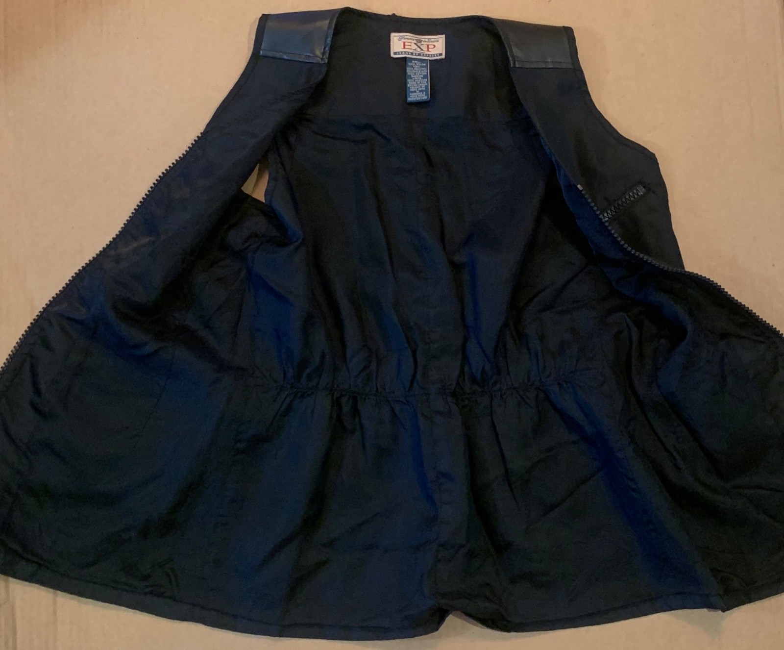 EXP JEANS By Express Black Moto Nylon Faux Leather Vest Vintage Size M FREE SHIP