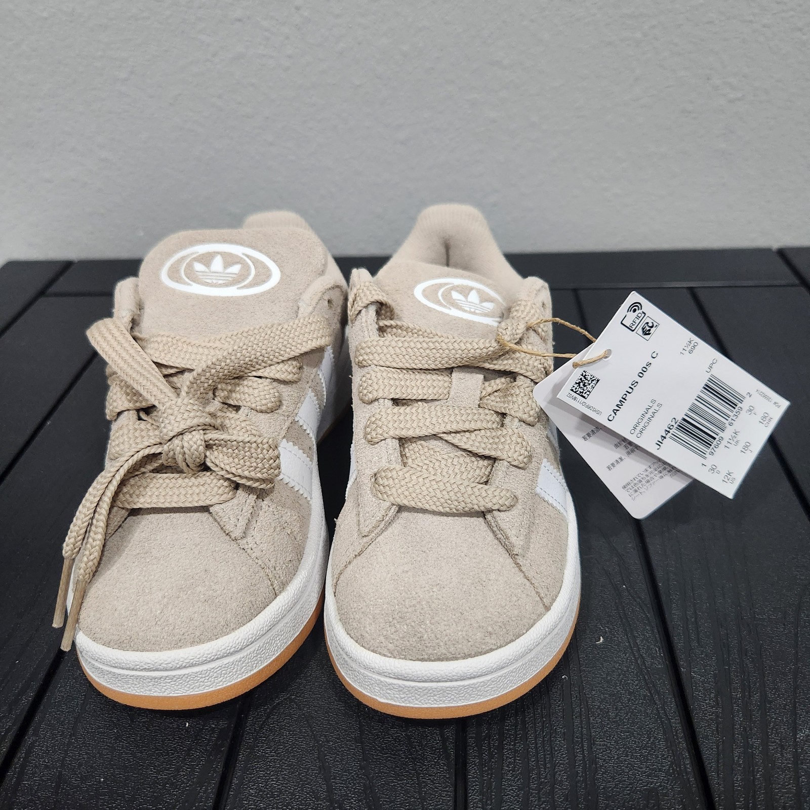Youth size 12 Adidas Campus beige suede shoes