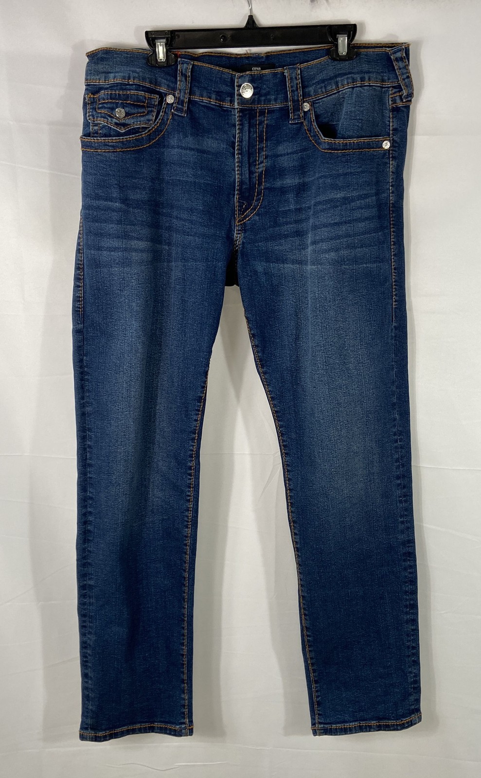 True Religion Men’s Geno Big T Relaxed Slim Blue Flap Pocket Jeans Sz 36