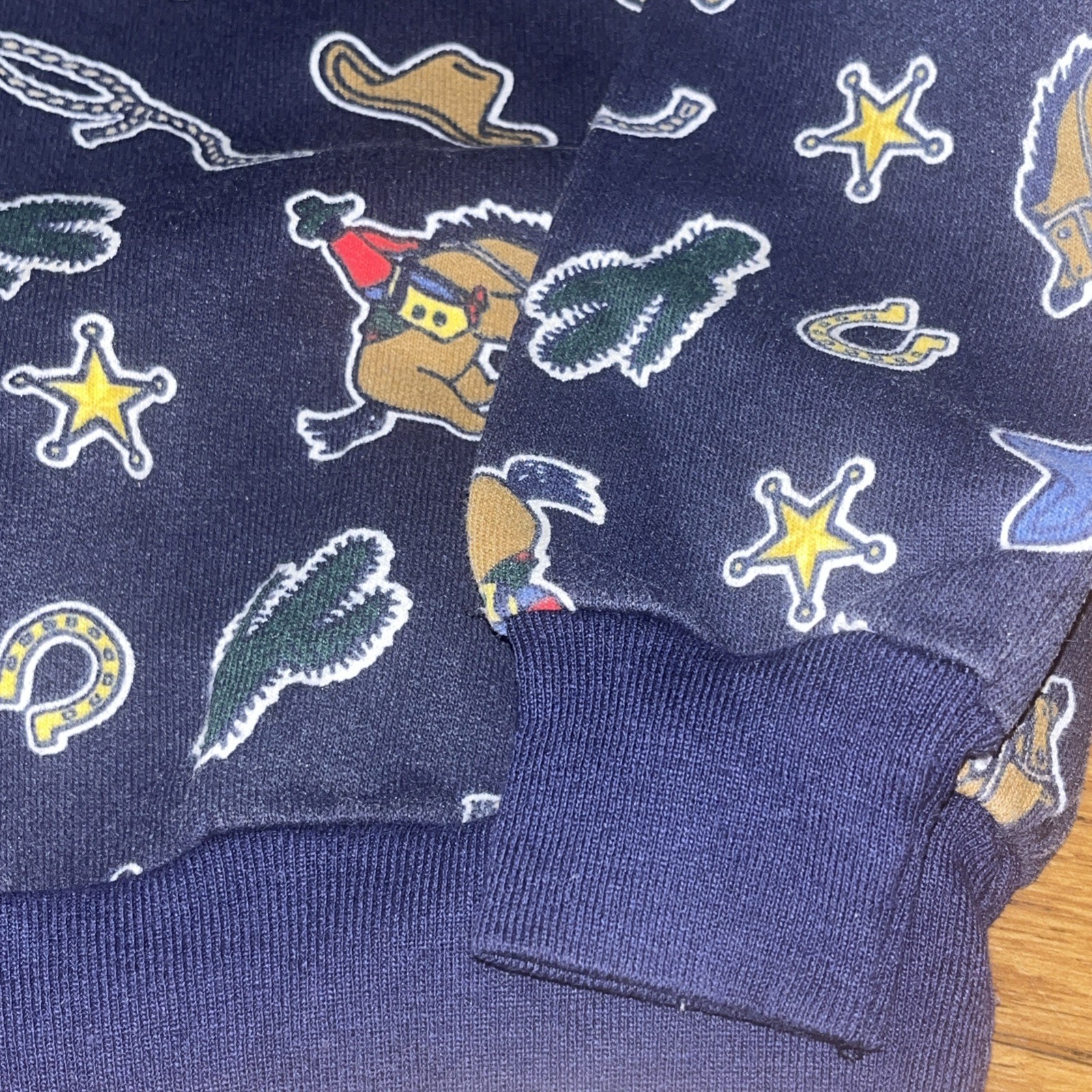 VTG 90s Garanimals Cowboy Western Rodeo Crew Neck All Over Print Sweatshirt USA
