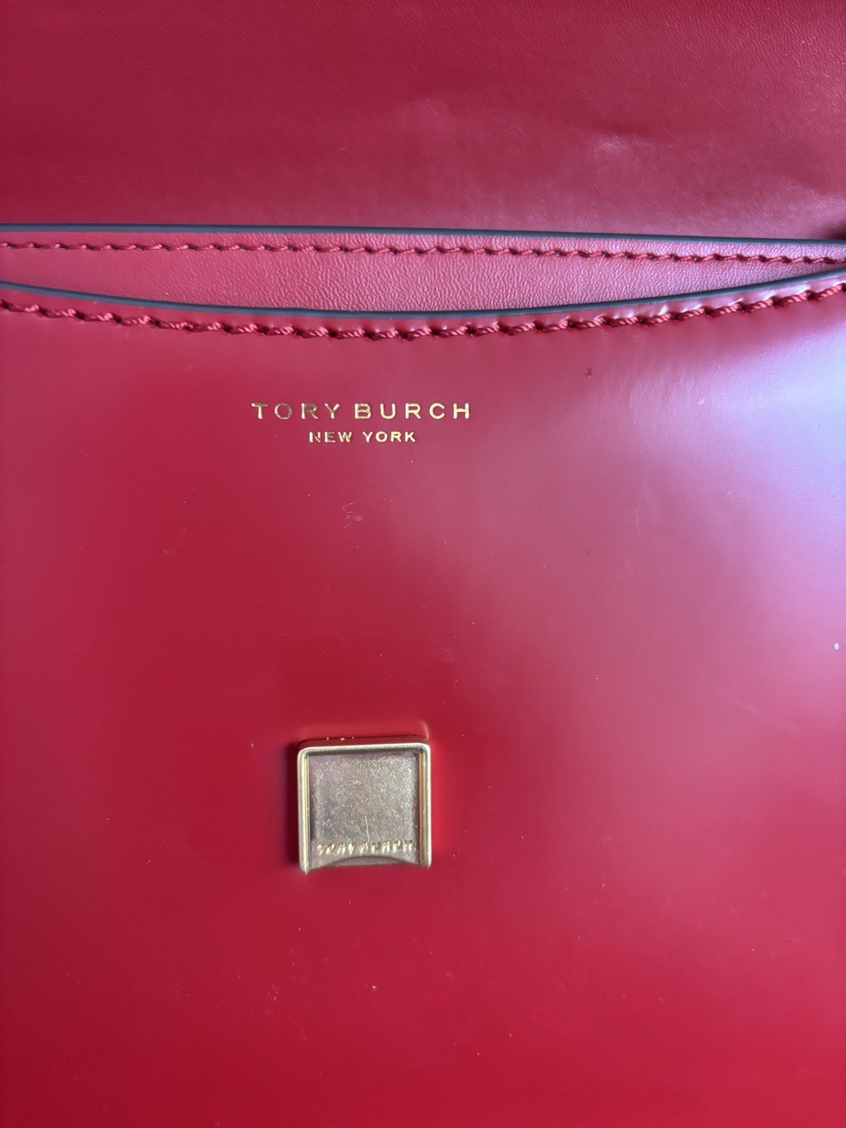 Tory Burch Robinson Convertible Shoulder Bag – Spark Red Leather with Gold Chain