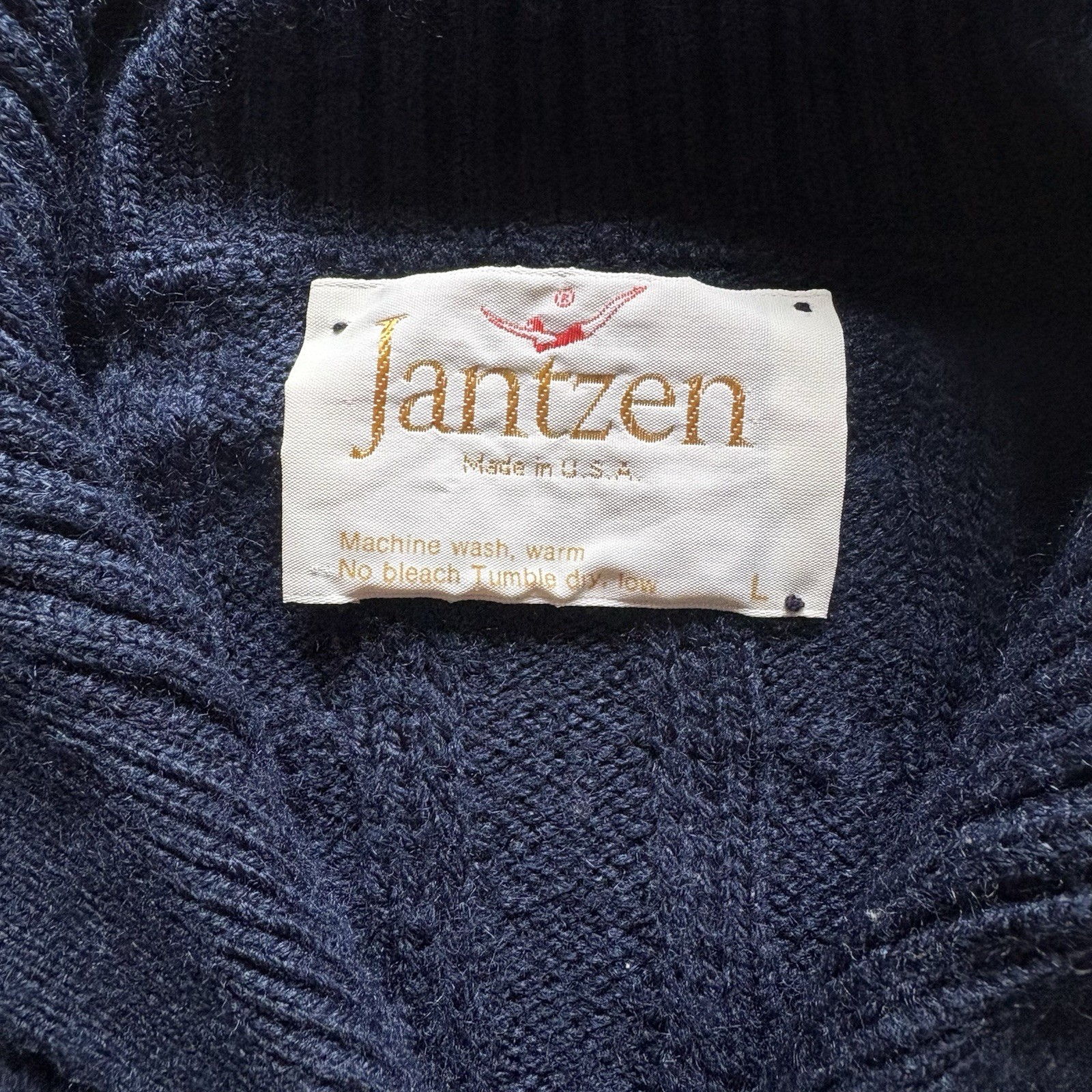 Vintage Jantzen Collared Sweater Blue Mens Wool Blend 1970s