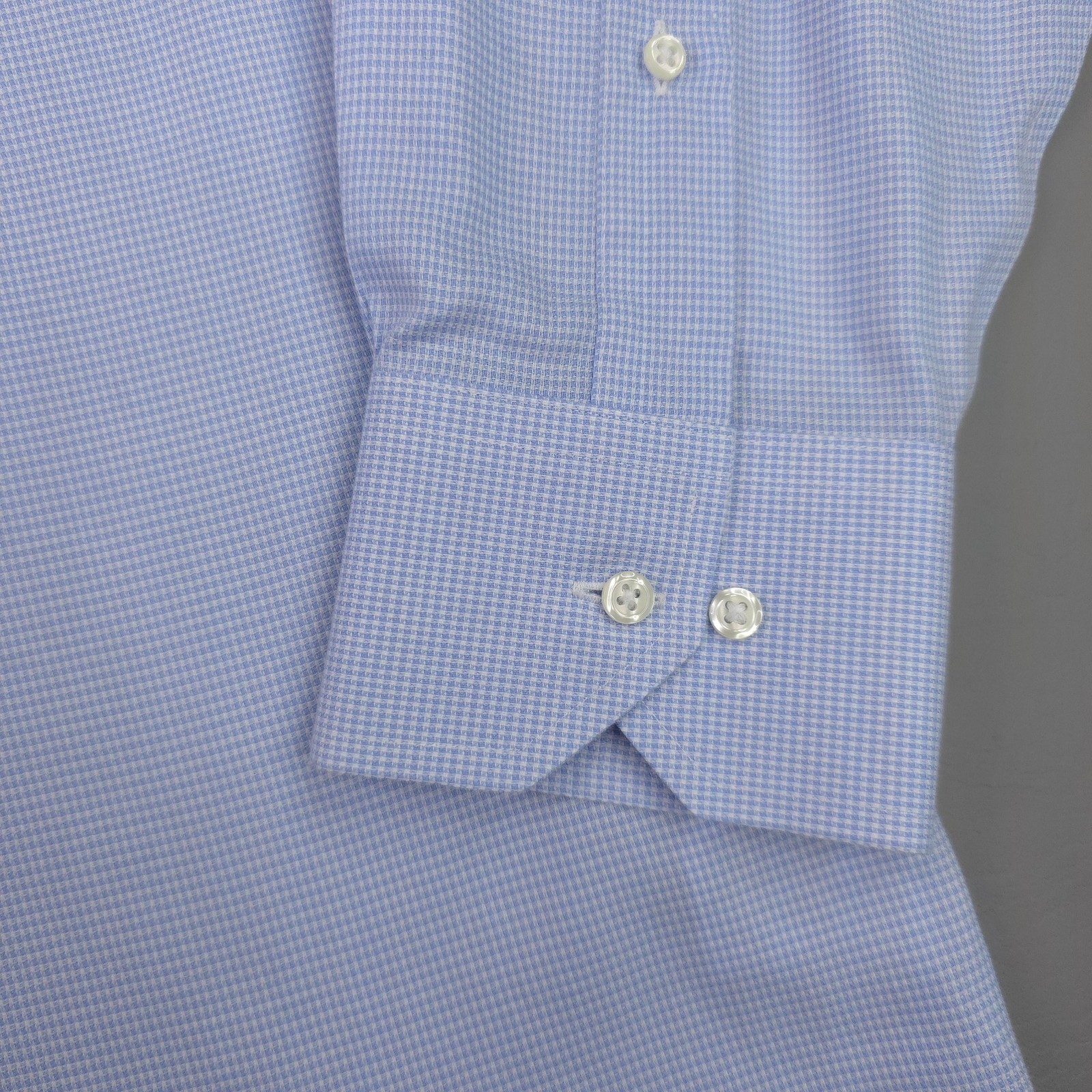 Brooks Brothers Shirt Mens 17 34/35 Blue Gingham Regular Fit Non Iron Cotton