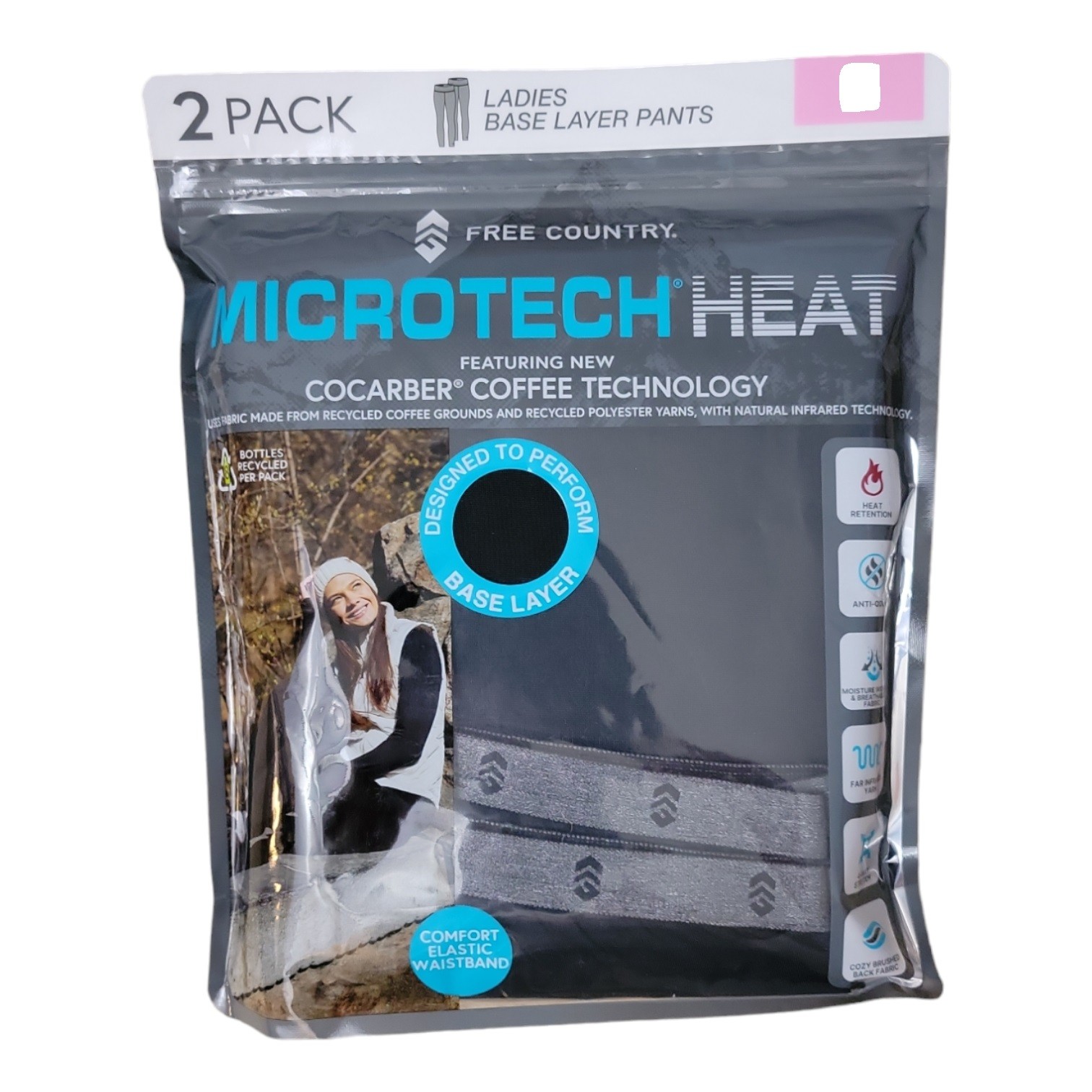 Free Country Women’s 2-Pack Microtech Heat 4 Way-Sketch Base Layer Pant