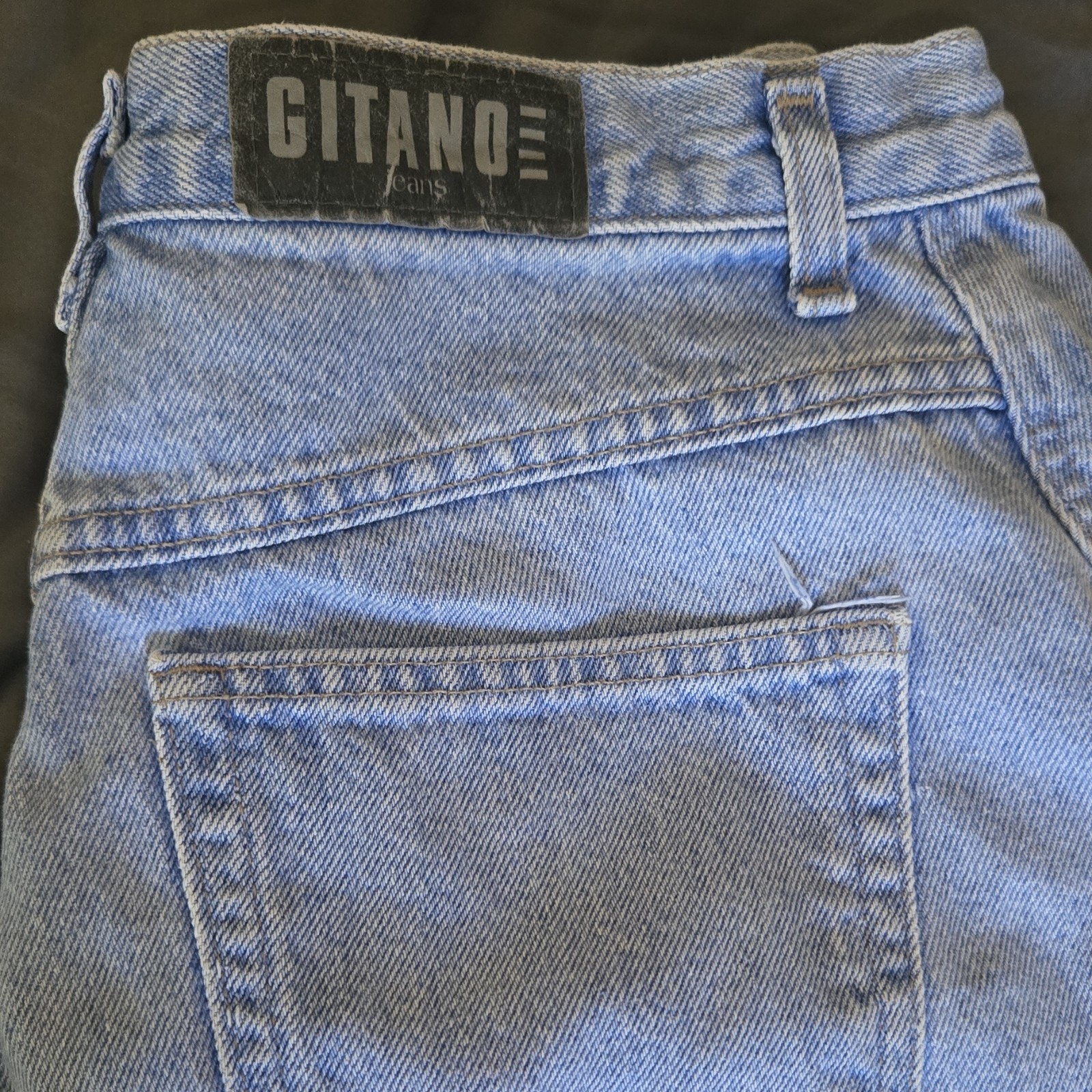 Vintage Gitano Denim Shorts Blue High Waisted Cuffed Size 14