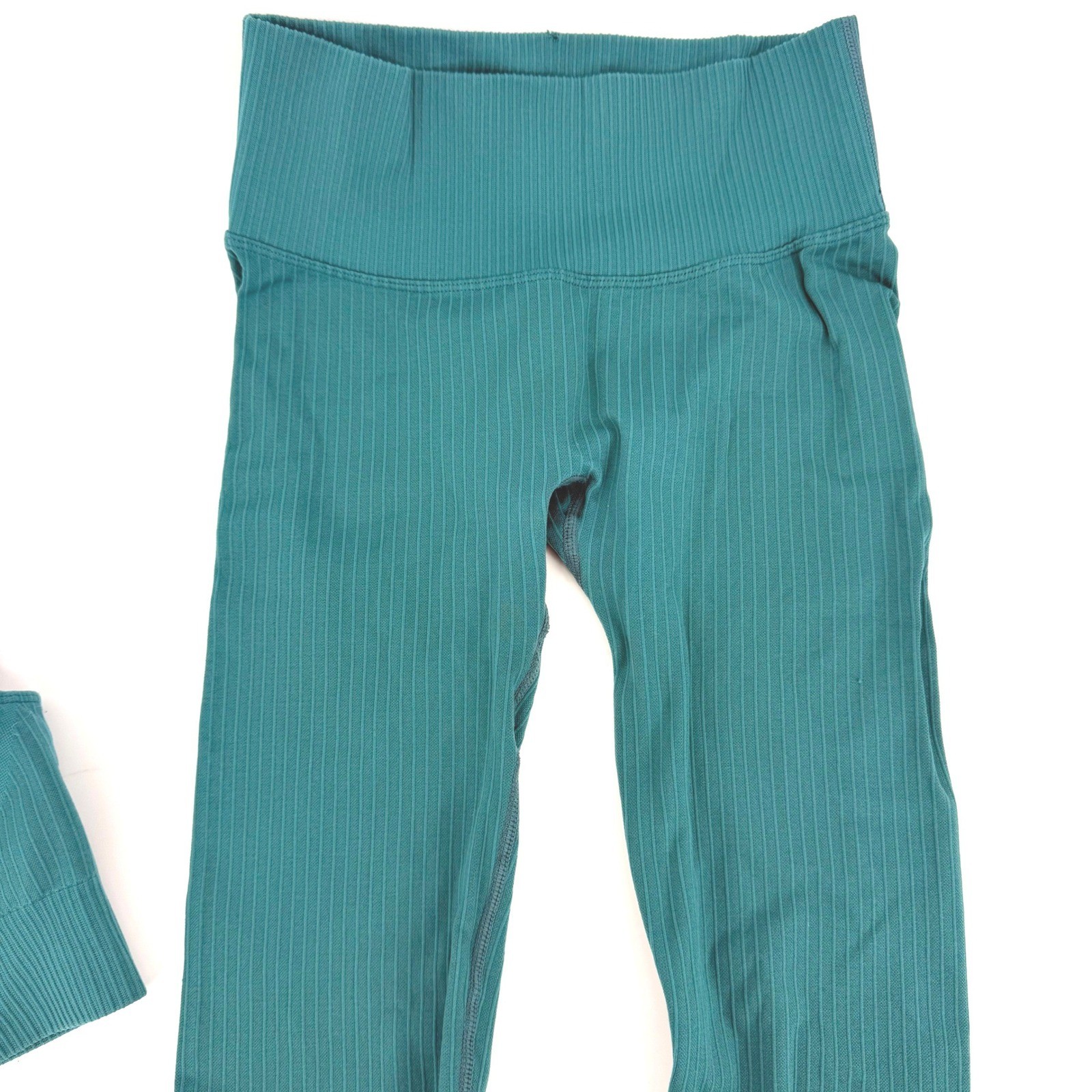 PrettyLittleThing Ribbed Activewear Set Teal Green Sports Bra Leggings Small