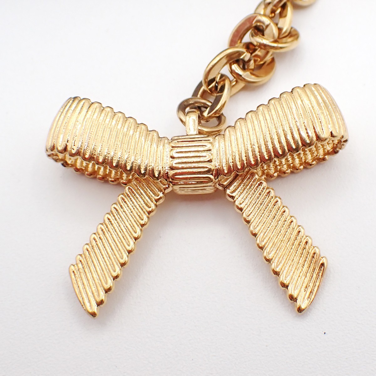 LOUIS VUITTON Logo Tassel Ribbon Bag Charm Blue Leather Gold M65128 62TA573