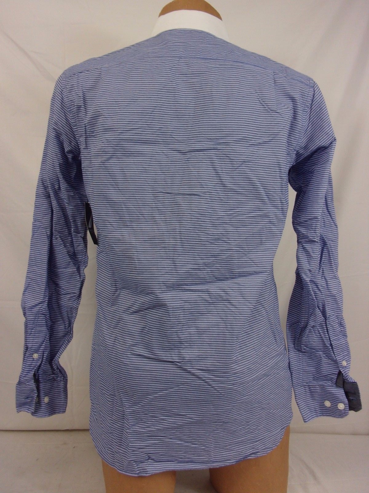 Nautica Slim Fit Long Sleeve Horizontal Strip Button Down Shirt Blue S/XL 553H