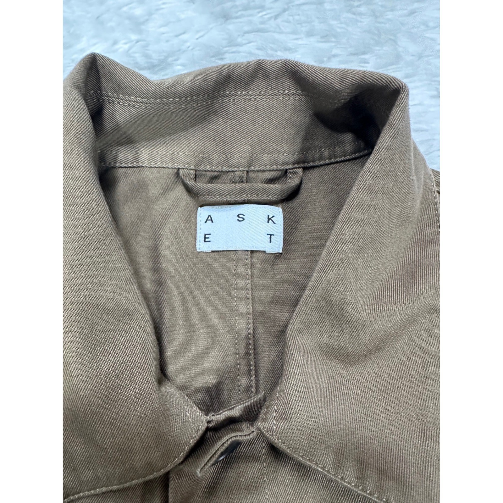 ASKET The Overshirt Mens Large Regular Taupe Organic Cotton Twill Chore Jacket