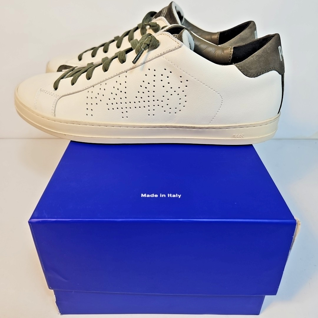 P448 Men’s Sneakers. Size 43. F22JOHN-M. Made In Italy. Cream/Olive.
