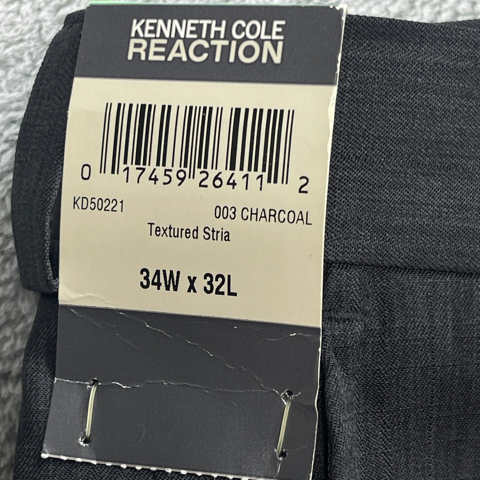 Kenneth Cole Reaction Dress Pants Mens 34×32 Charcoal Gray Textured Sitra Formal
