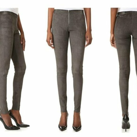 NEW Alice + Olivia Alice + Olivia Zip Front Suede Leggings Size 4 #P1579