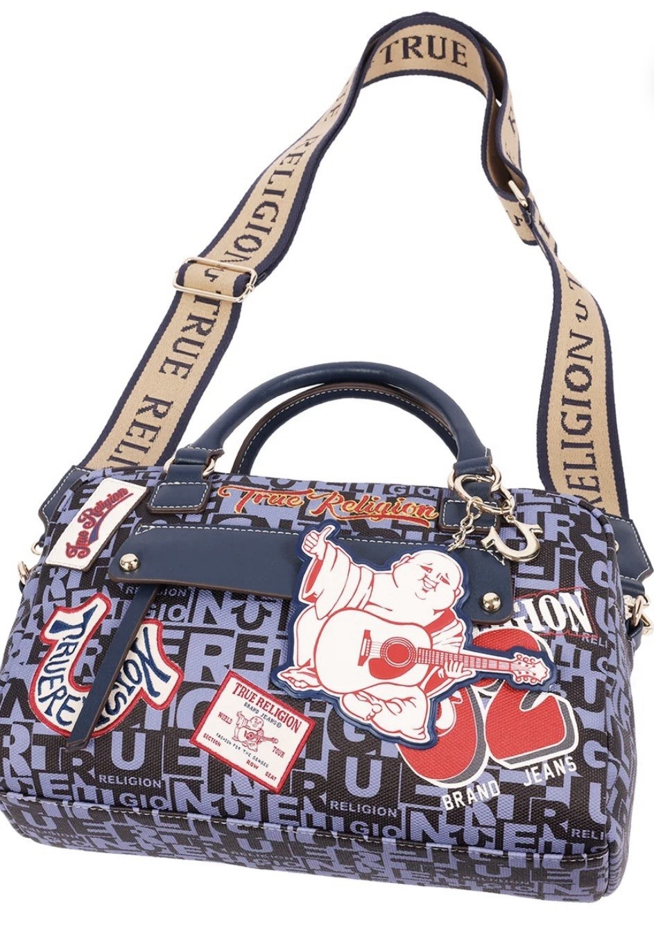 Women’s True Religion Multi Patch Logo Satchel And Crossbody Handbag NWT