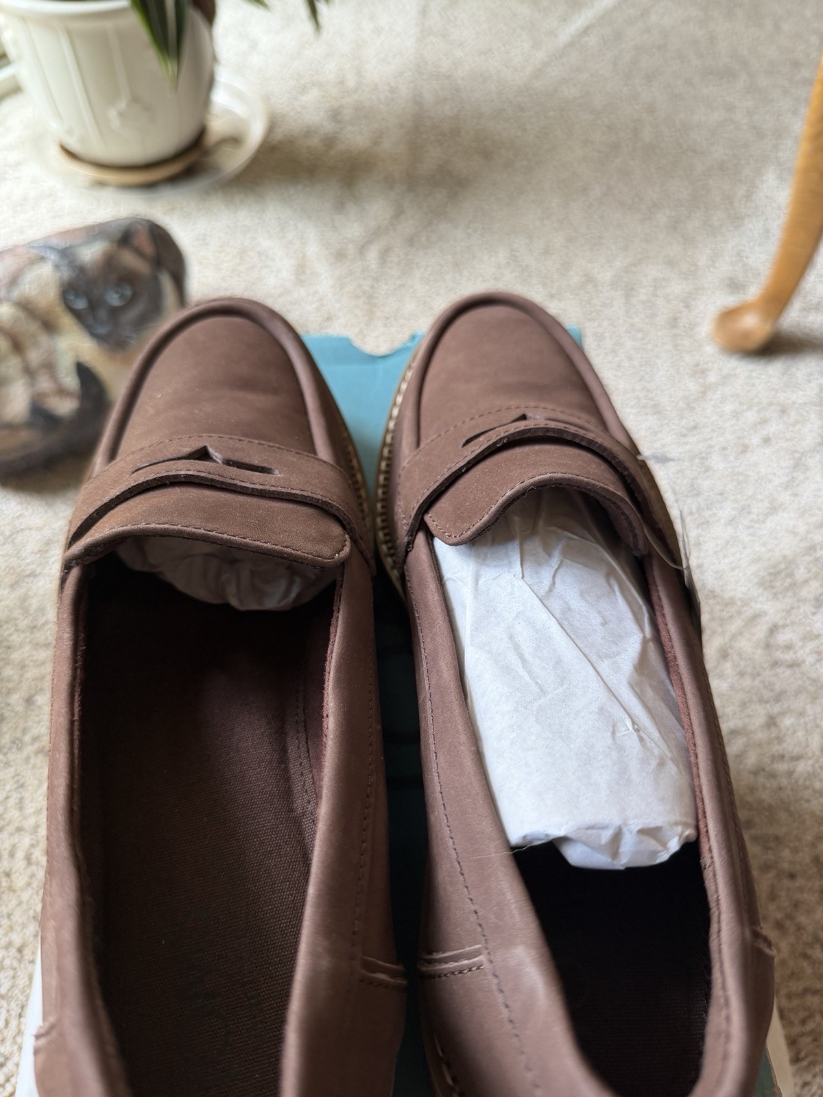 TOMS Cara Brown Leather Slip-On Loafer Round Toe US 8.5 M 10019025