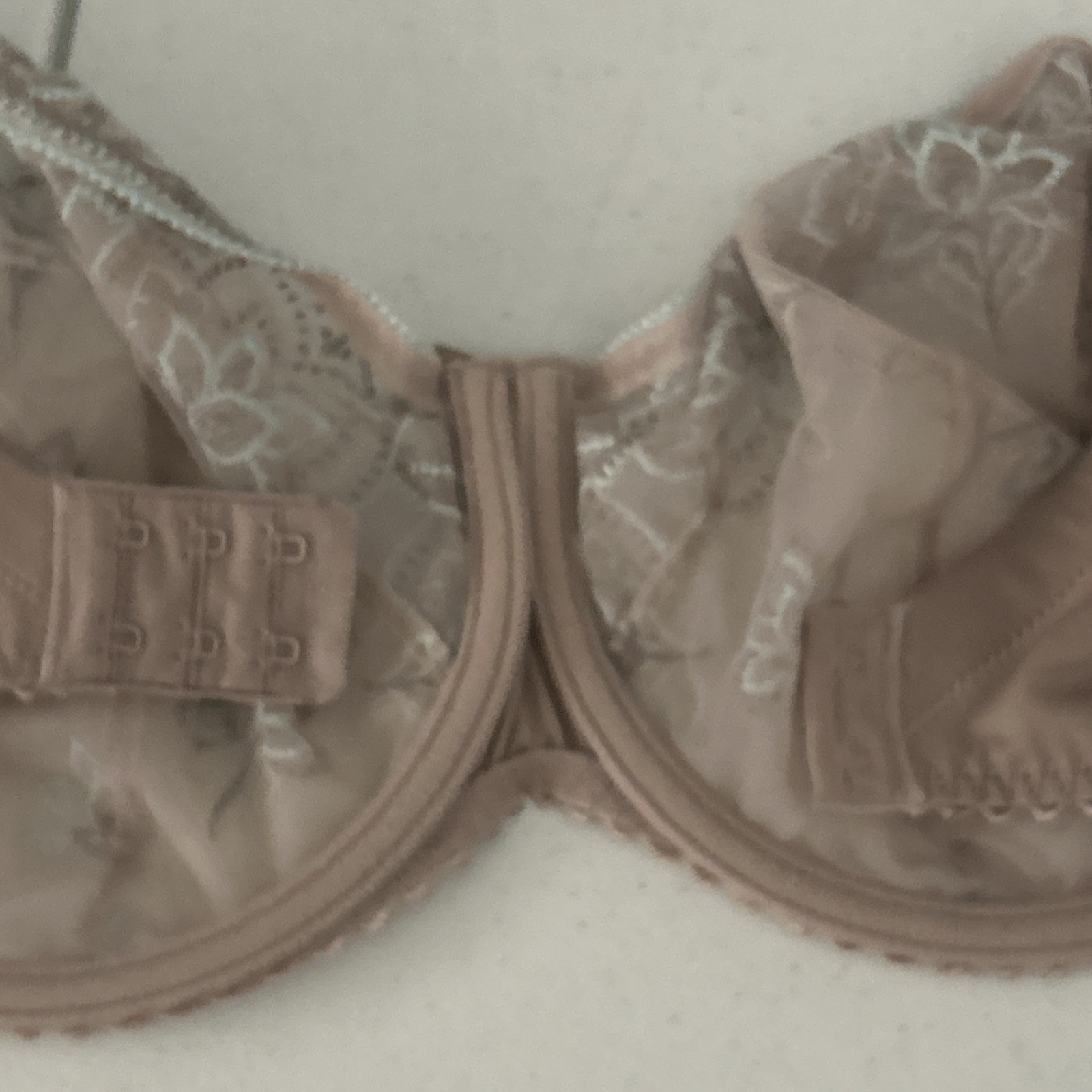 Prima Donna Lotus Side Support Wire Bra Unpadded UK 42D Lace Bows Green Beige