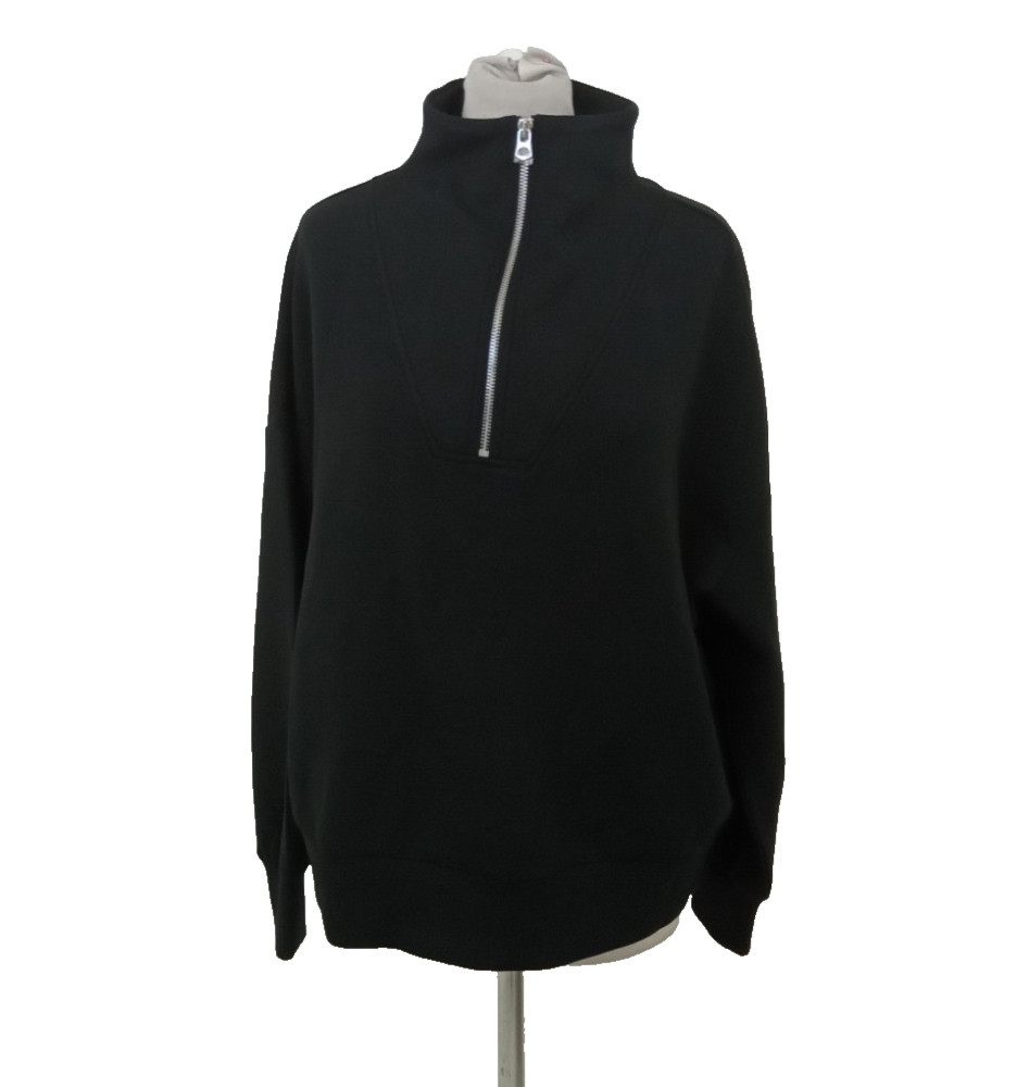 Varley Women’s Hawley Sweatshirt Size M Black Half Zip Long Sleeve Oversized New