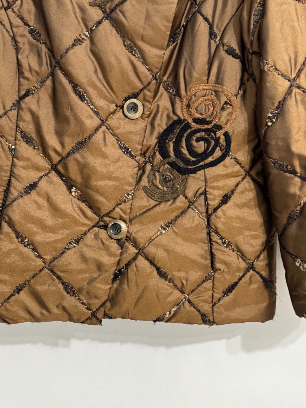 Wraps By Canvasbacks Size Medium Button Quilted Wool Blend Coat Embellished