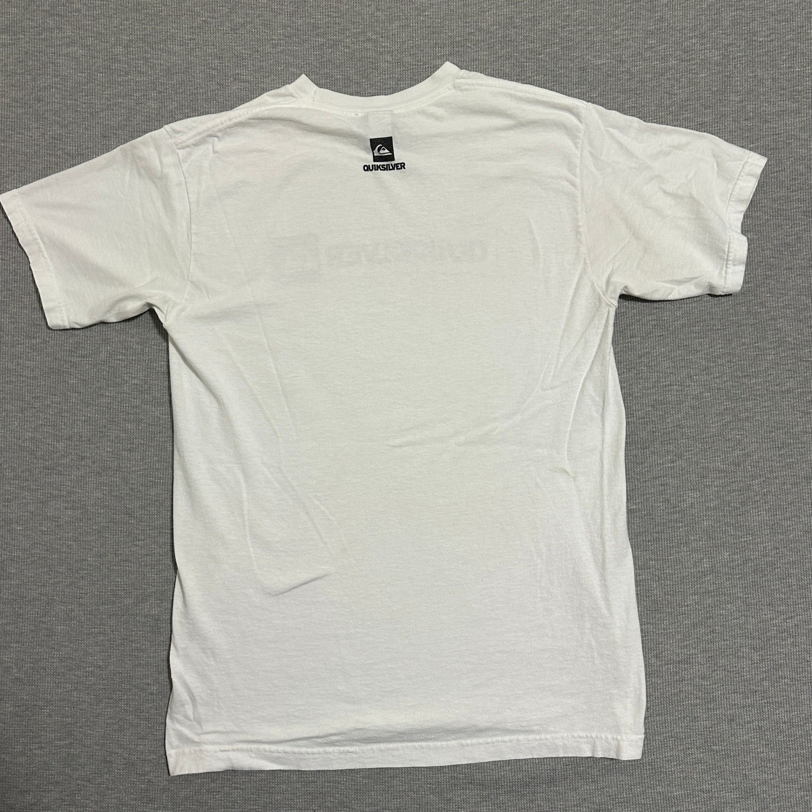 Y2K Quiksilver Box Logo Tee White Black Surf Skate Streetwear Mens Medium