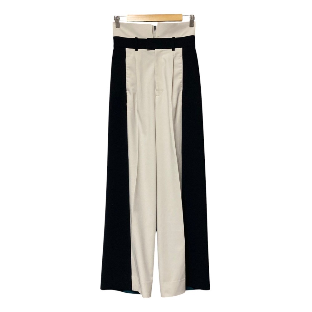 UNITED TOKYO High-Waisted Color-Block Pants, Size 2 White Navy Women USED