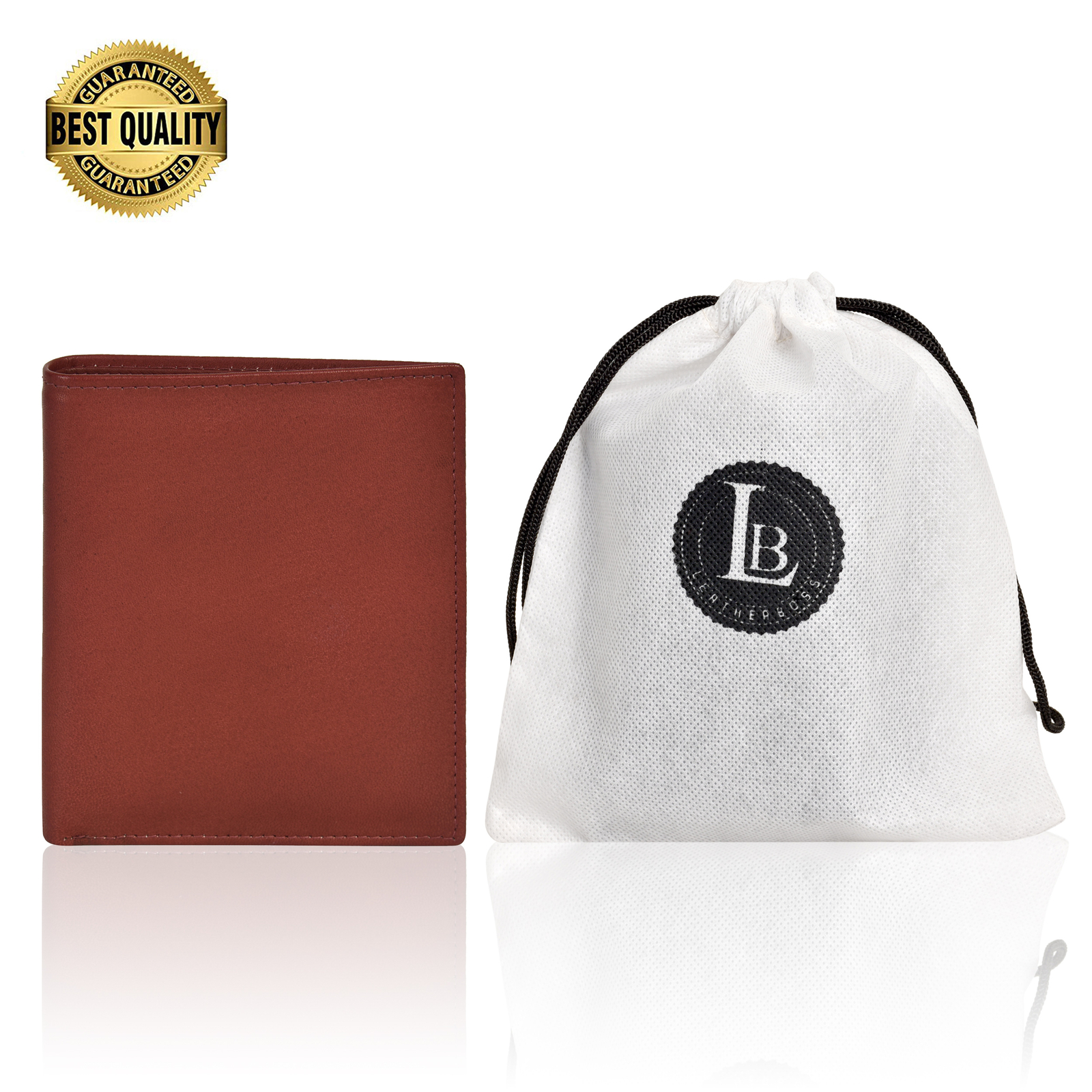 Leatherboss Genuine Leather Men’s Hipster RFID Card Holder Bifold Wallet