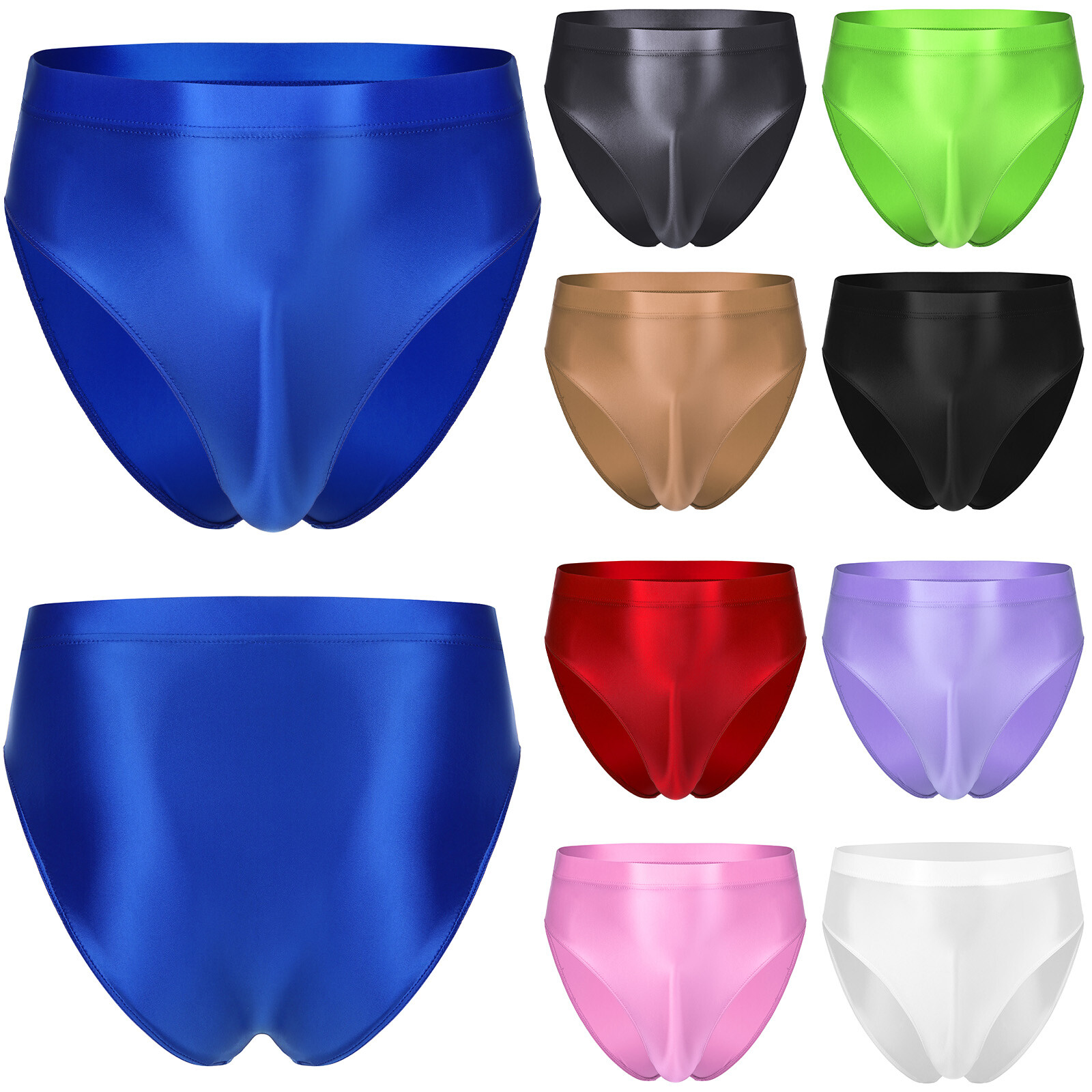 US Men’s Oil Glossy Smooth Bikini Briefs Ice Silk Stretchy Sissy Thong Underwear