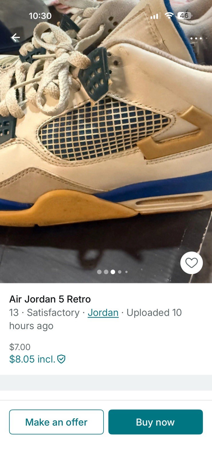 Jordan Air Jordan 5 Retro Stealth Men’s High Top White Blue 136027-142
