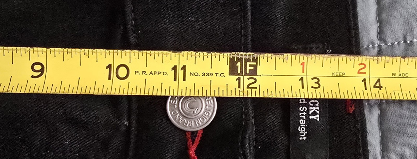 NWT True Religion Ricky Black Jeans Mens 38×30 Red Stitch Relaxed Straight Flap