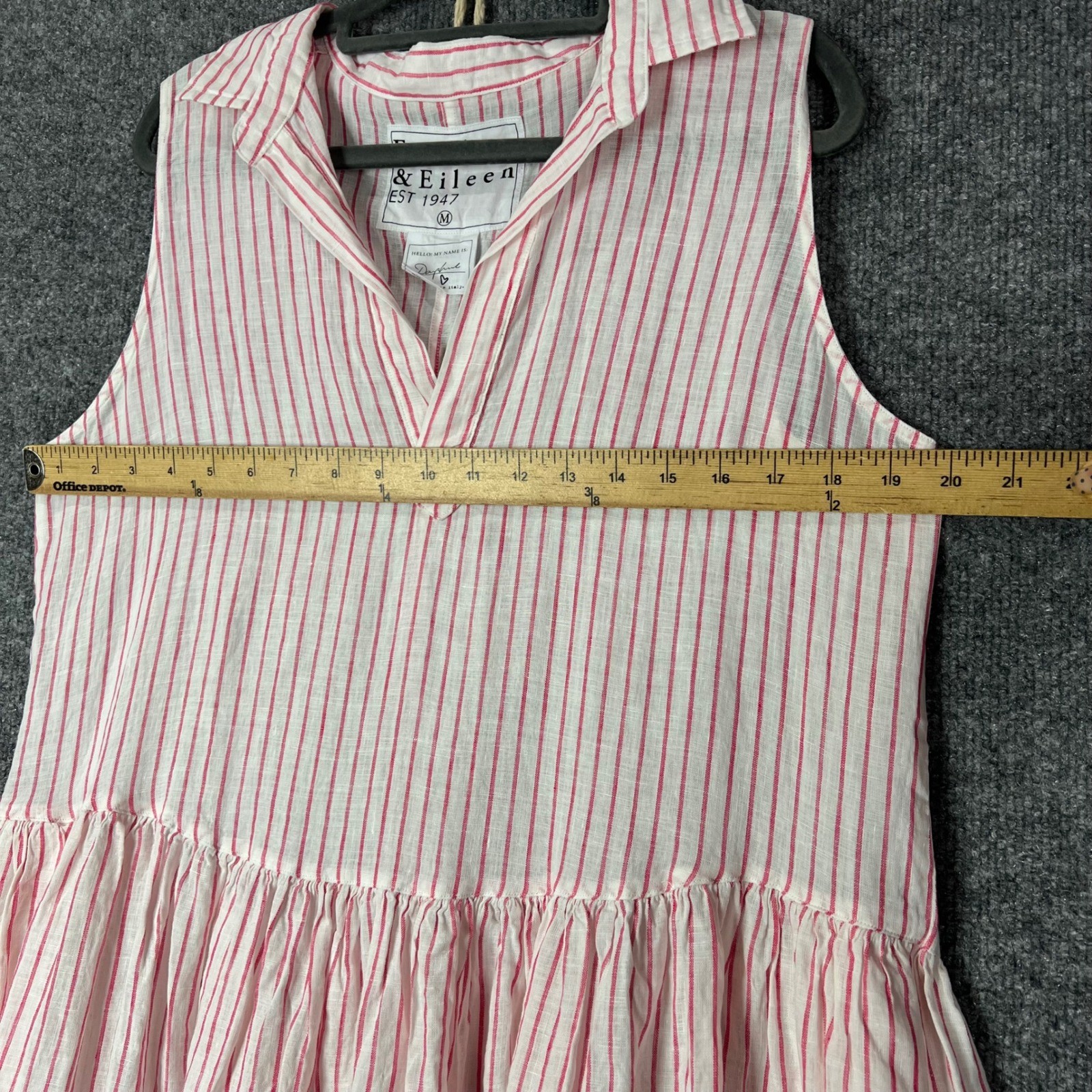 Frank & Eileen Excellent Daphne Dress Womens Medium Pink White Striped Linen