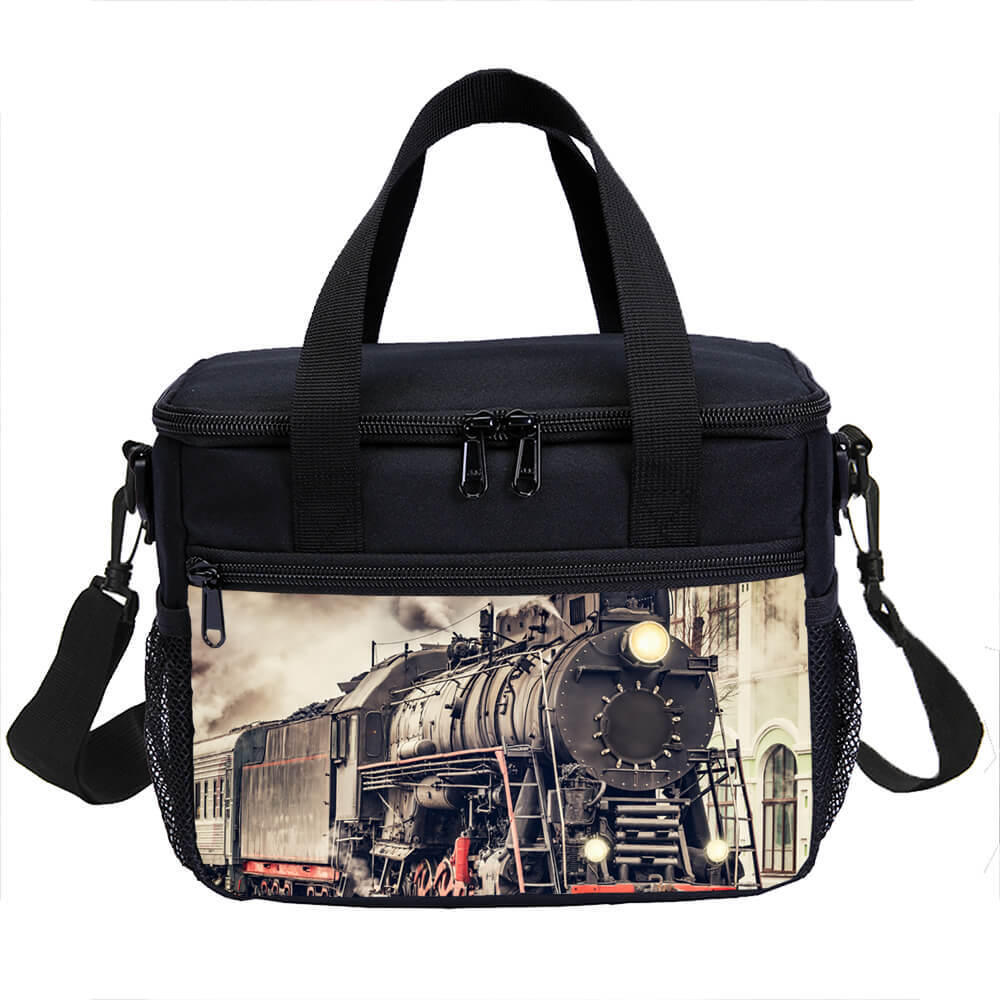 Vintage Steam Train Cool Large School Backpacks Insulated Lunch Bag Pen Case Lot
