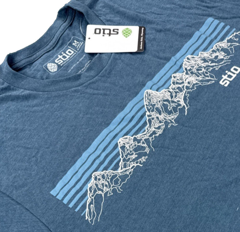 Stio Mens Mountain Zone T Shirt Size M Steel Blue Heather Cotton