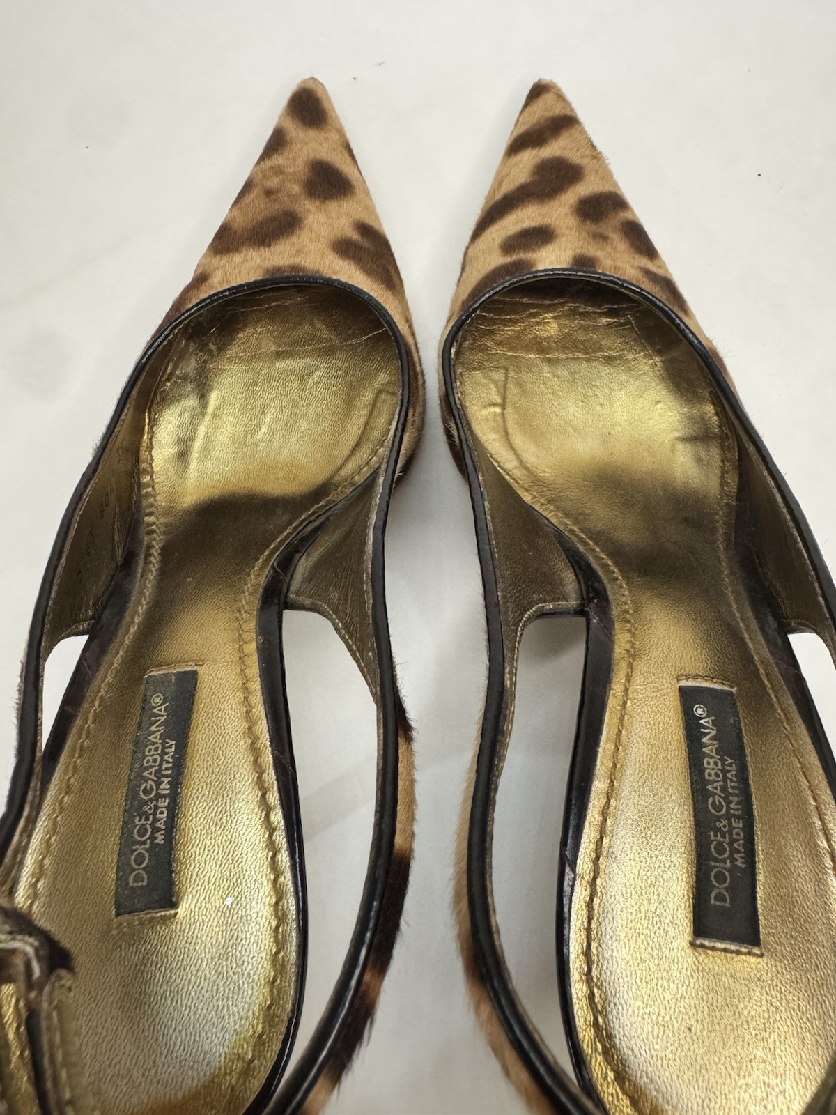 Dolce & Gabbana Women’s Brown/Black Leopard Print Slingback Heels 7 EU37