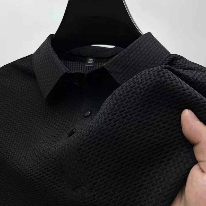 Men’s Breathable Summer Polo Shirt Short Sleeve Business Casual Solid Top Gift