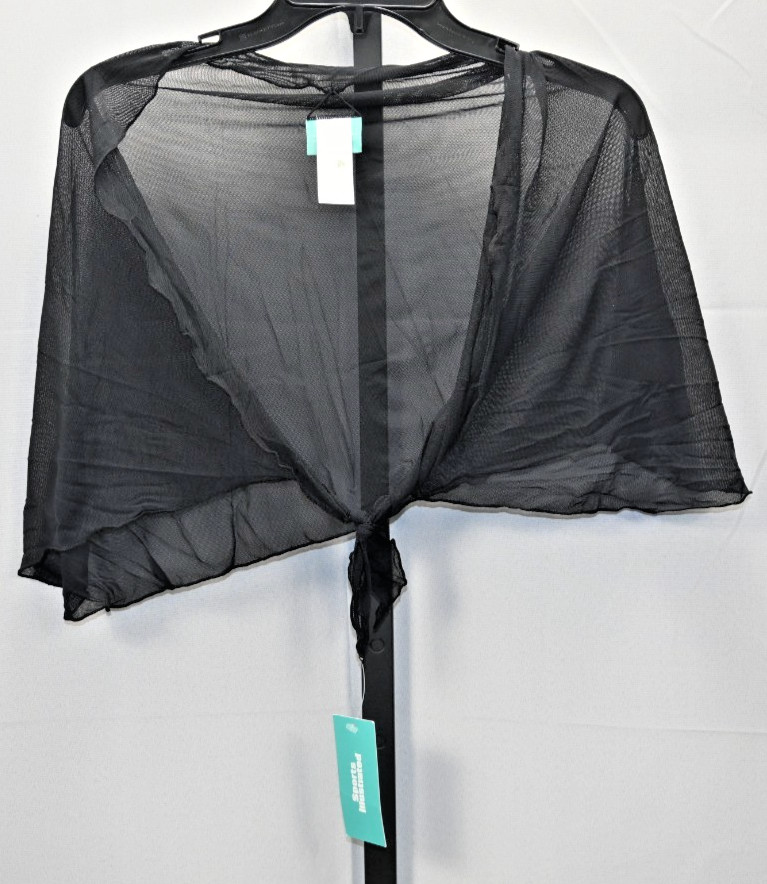 Sports Illustrated Black Mesh Sarong Size L NWT 92% Nylon 8% Spandex RN#65334