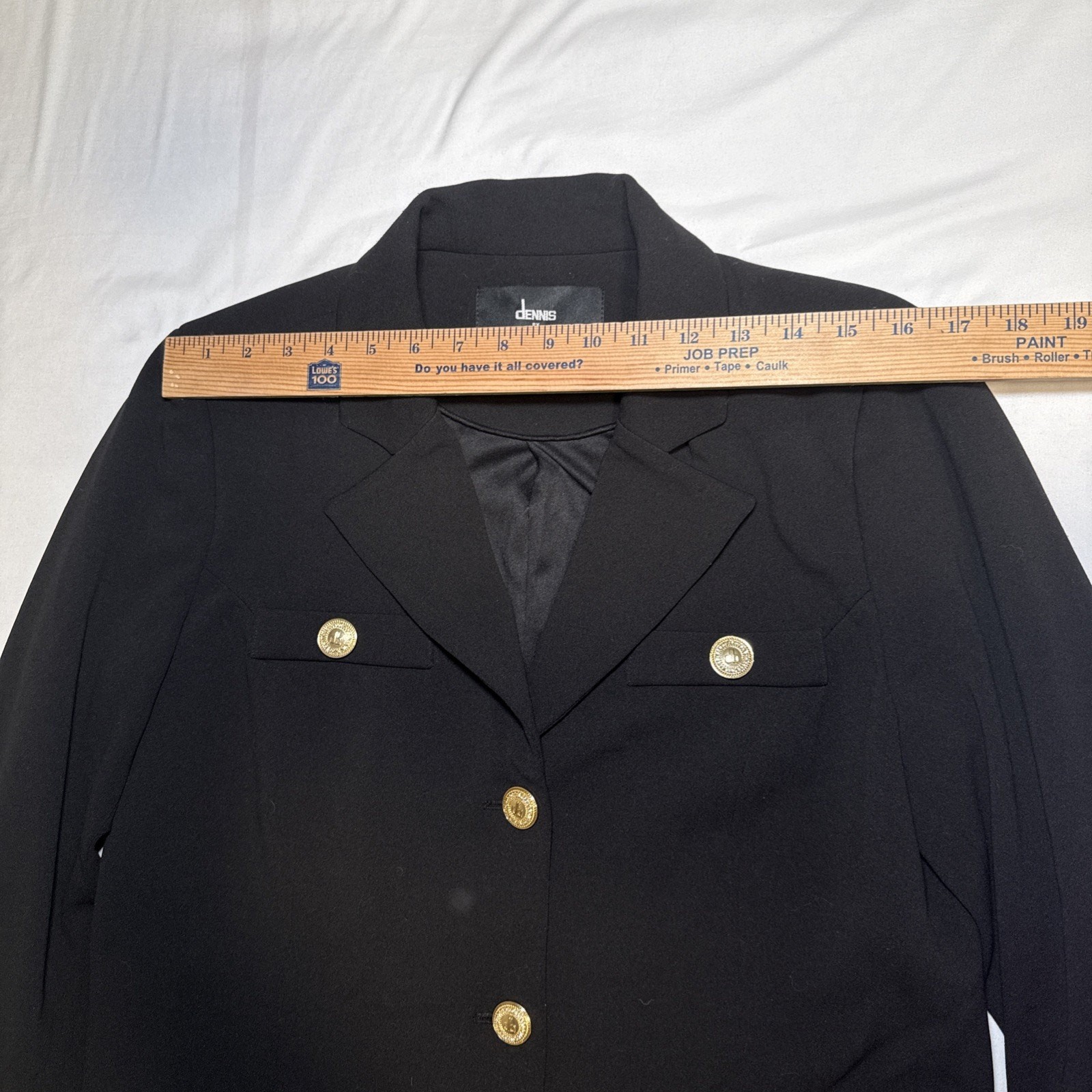 Dennis by Dennis Basso Ponte Knit Lined Blazer Black Mid Length Womens 12 EUC