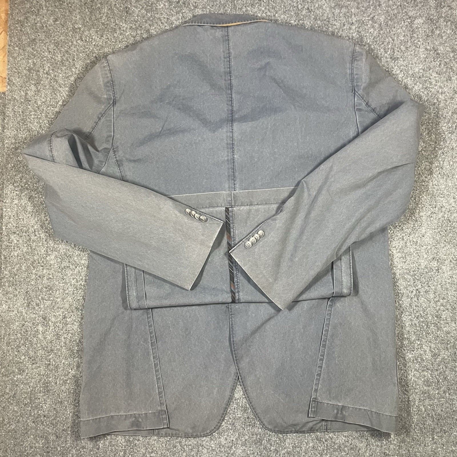 Kroon Unstructured Blazer Jacket Size 45L Blue Cotton Blend Double Vent Dinner