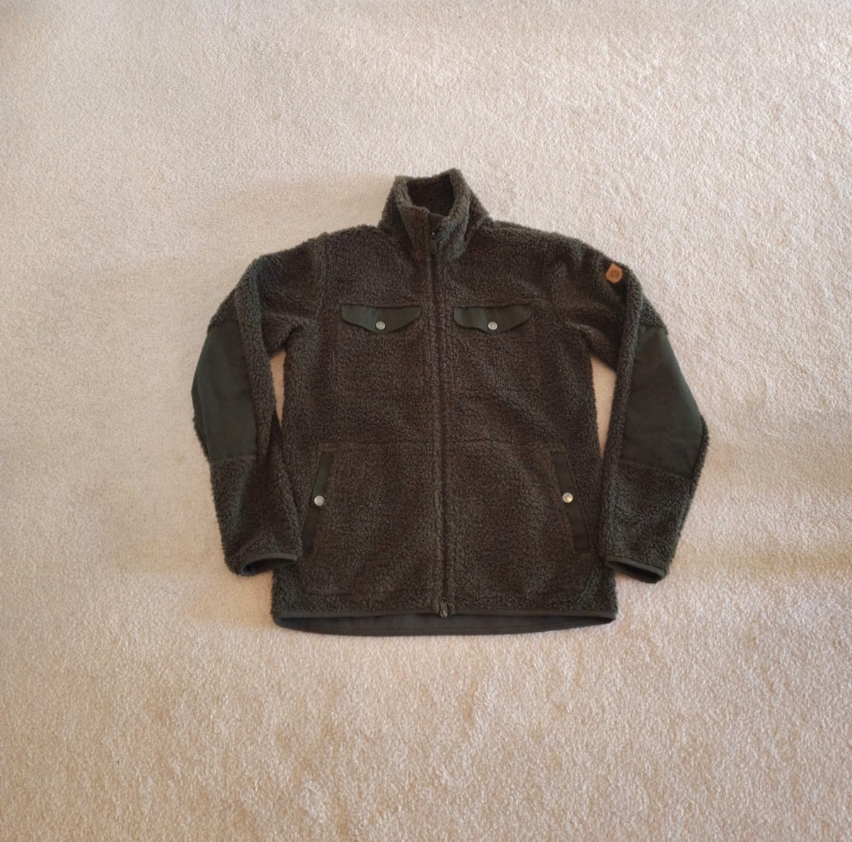 Fjallraven Greenland Pile Fleece Jacket Full Zip Green Mens Size Small