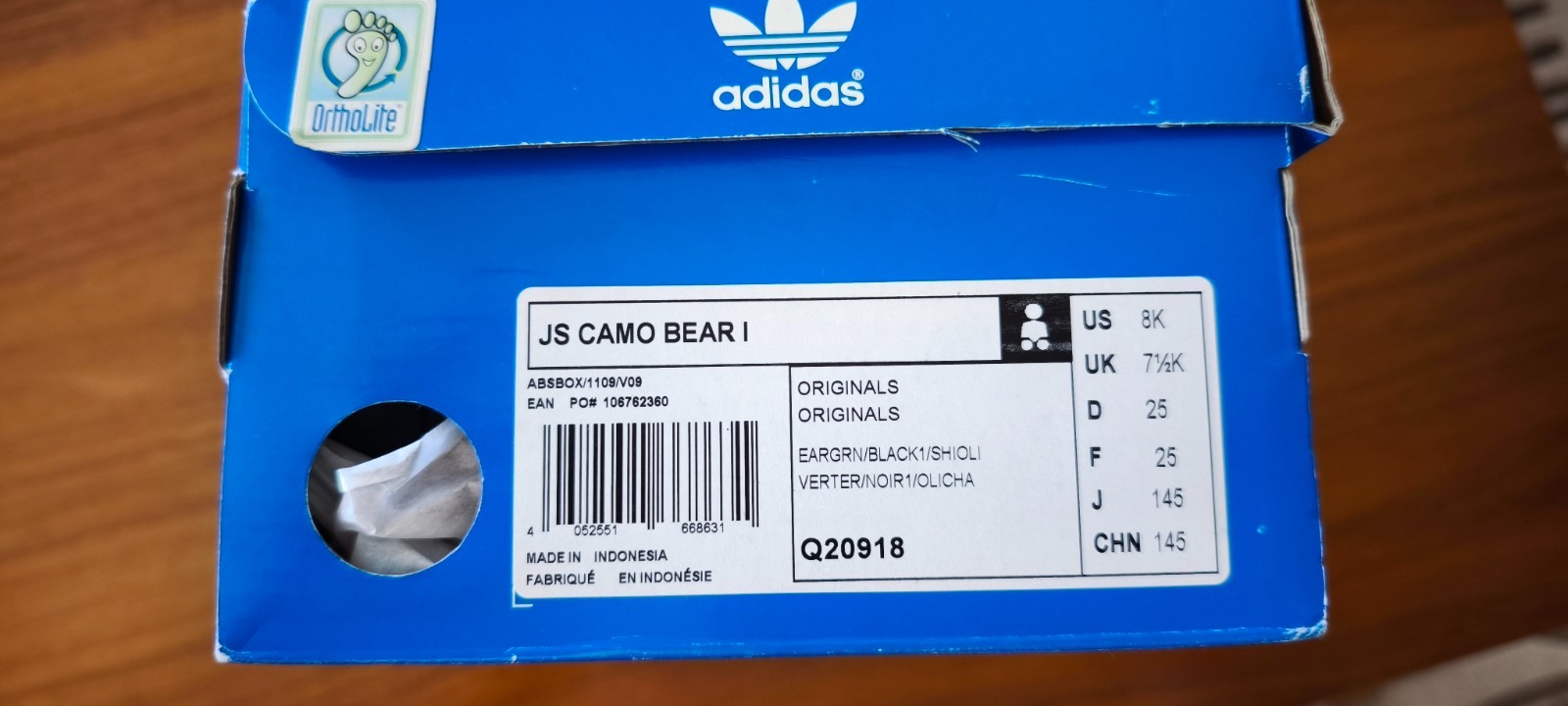 Adidas Jeremy Scott camo bear kids Original Q20918 Size: US8K