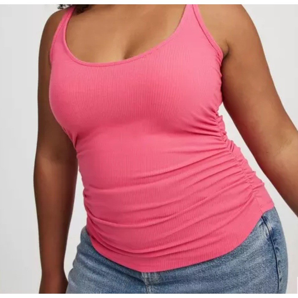 EUC Torrid Side Ruched Ribbed Tank in Pink Torrid Size 2 18 20