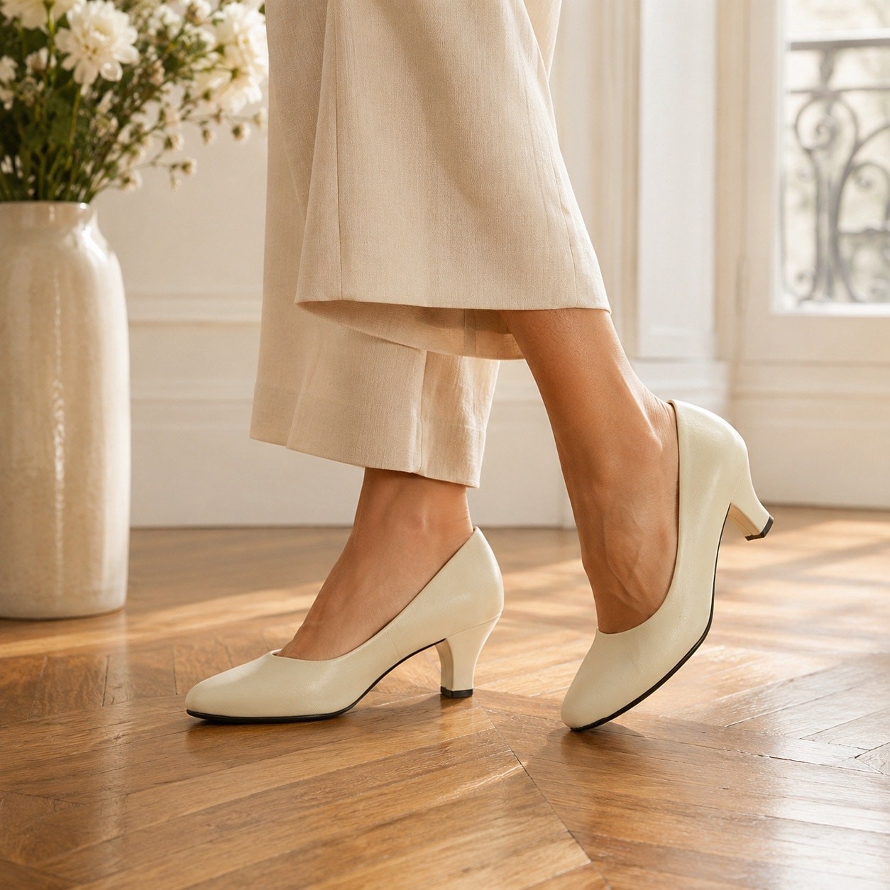 Easy Street Fabulous Women’s 10 Bone Ivory Comfort Pumps 2.25in Heel NIB