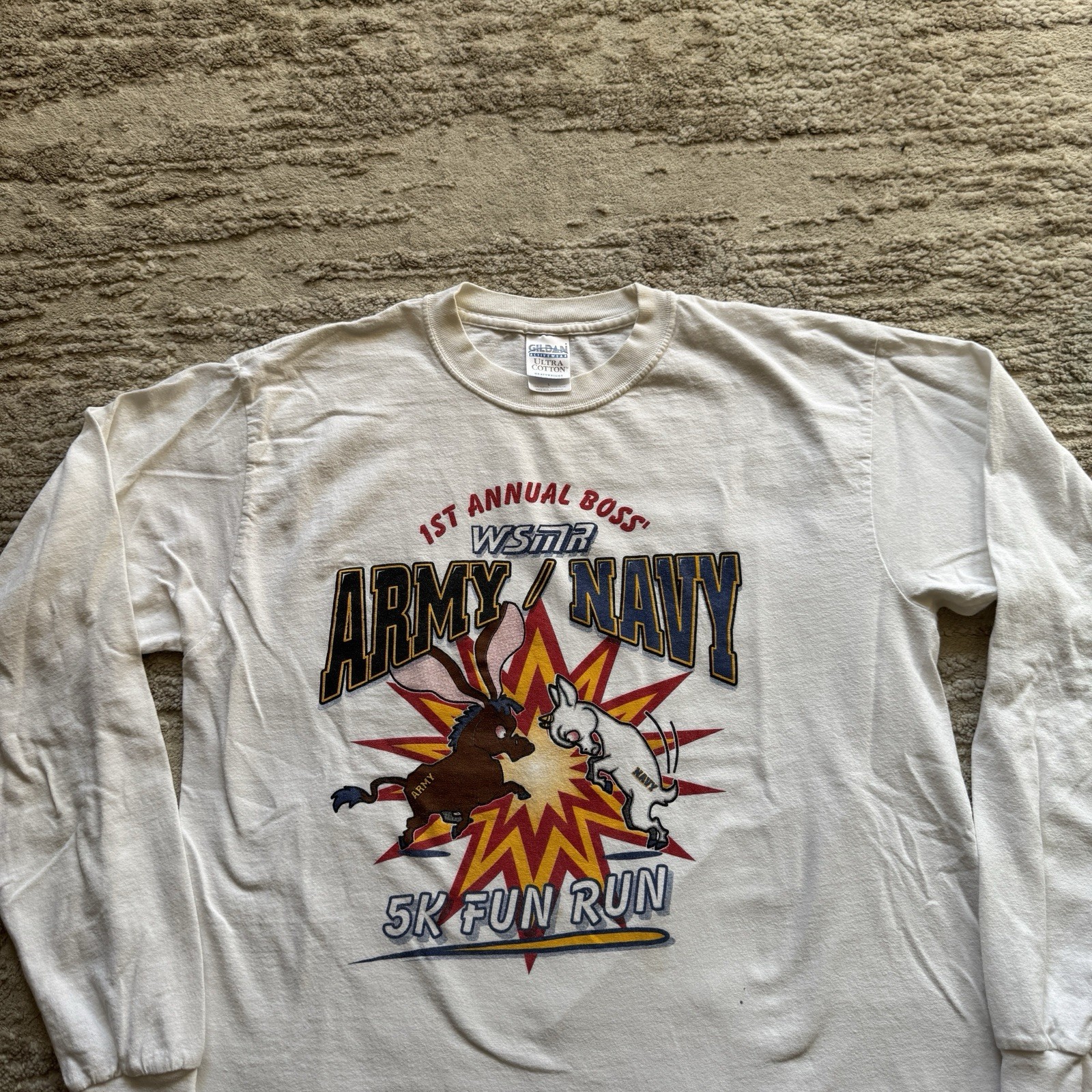 Vintage Army vs Navy 5K Marathon Tee Long sleeve shirt Men’s Large USA Military