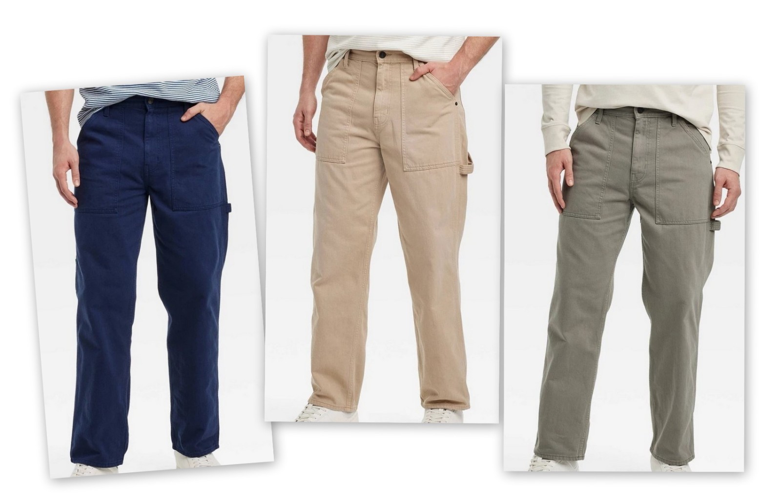 Men’s Vintage Relaxed Straight Fit Utility/Carpenter Pants Midweight Denim