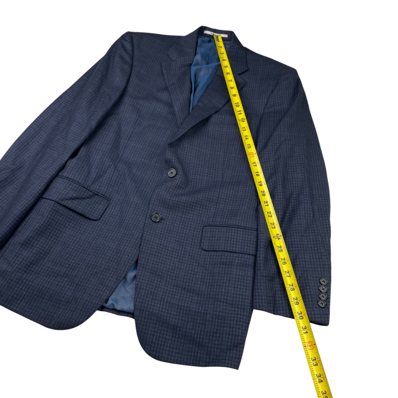 Hickey Freeman Men’s Flannel Wool 2-Button Blazer Blue Check Plaid • USA • 38R