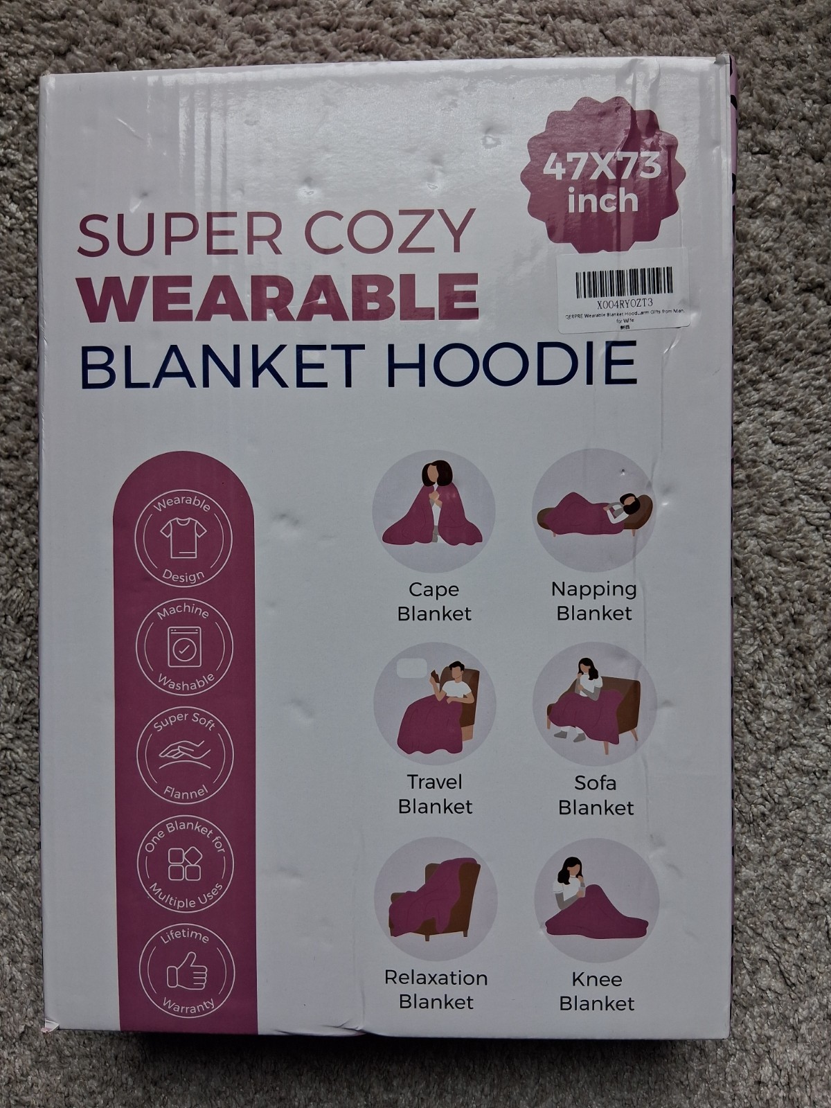 Super Cozy Wearable Blanket Hoodie … 47×73 inch